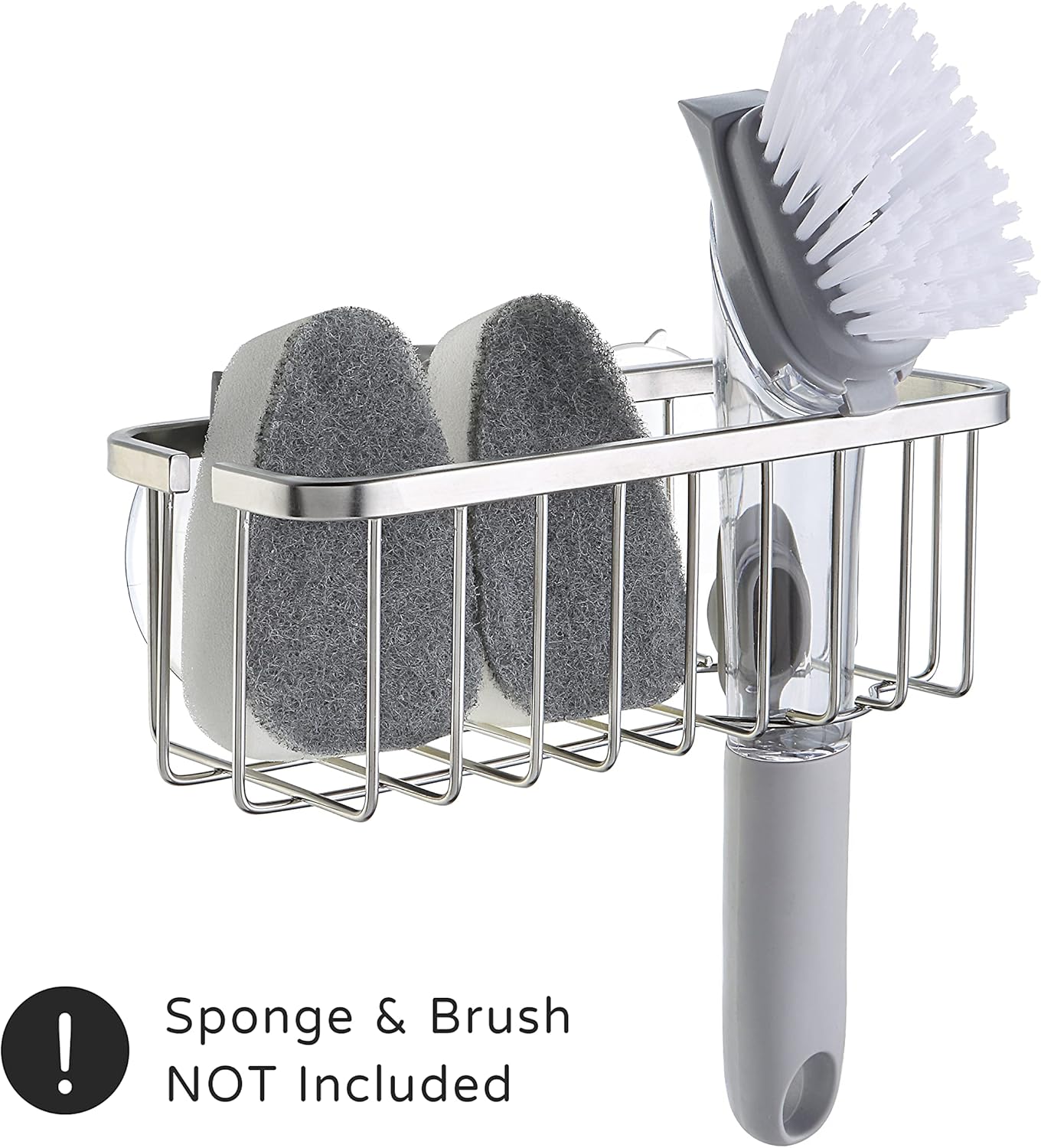 NeverRust Deluxe Kitchen & Bathroom Sink Sponge Holder Organizer with Adhesive Mount