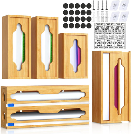 6 In 1 Bag Storage Organizer with Foil and Plastic Wrap Organizer
