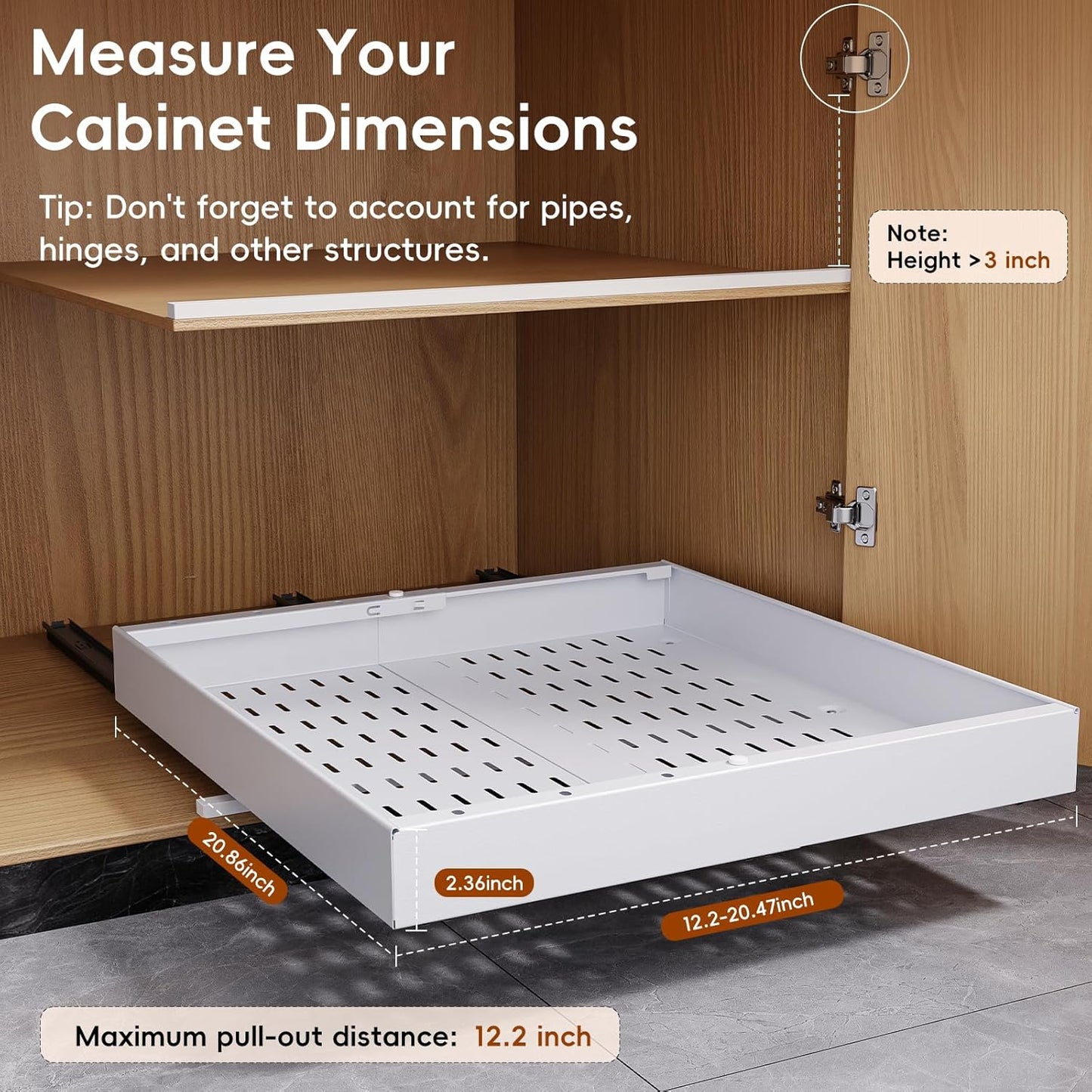 2 Pack Pull Out Cabinet Organizer, 21" Deep Slide Out Drawers for Kitchen Cabinets