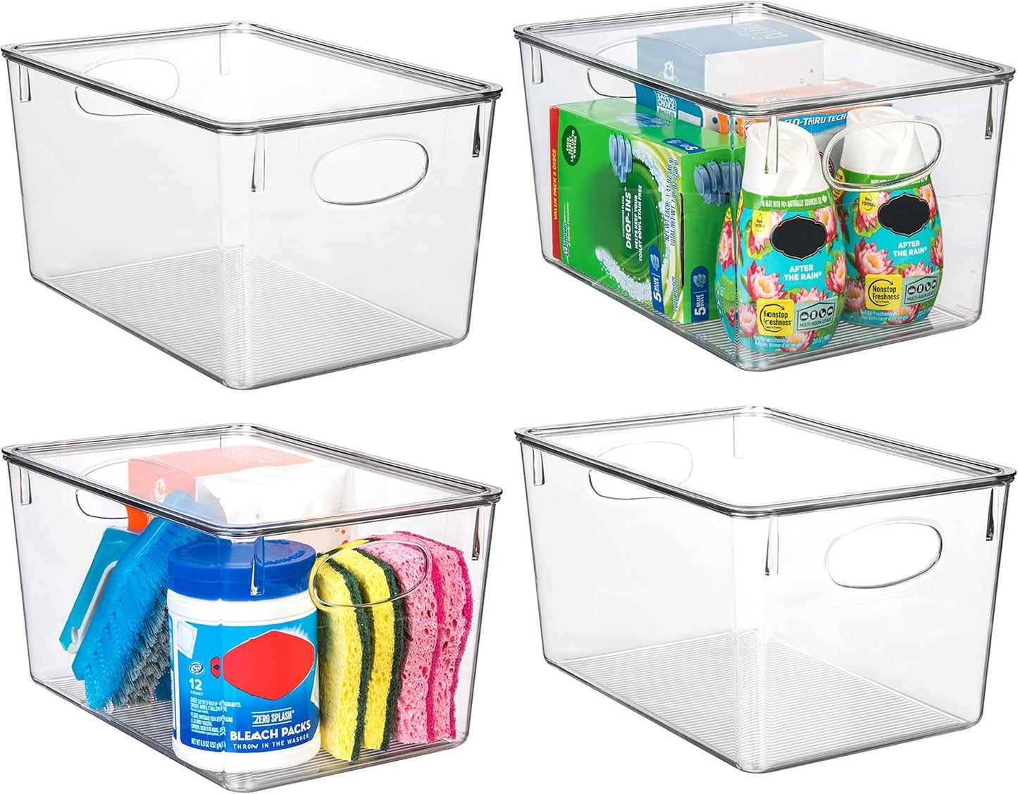 Plastic Storage Bins With lids – Perfect Kitchen Fridge Organizer, Pantry Organization