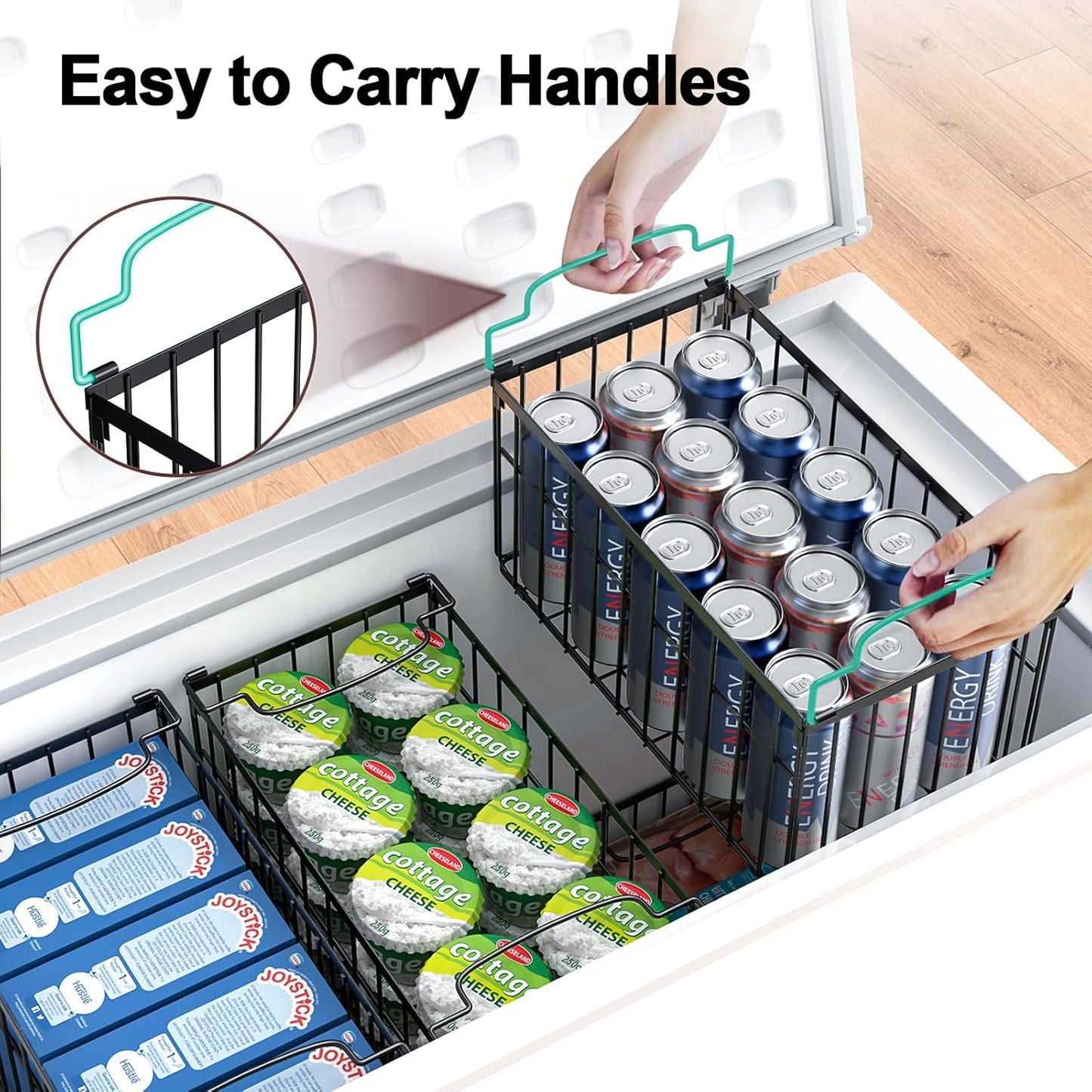Freezer Organizer Bins, 4 Pack Stackable Deep Chest Freezer Organizer Bins