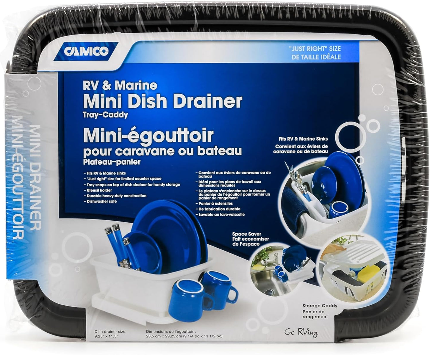 RV Mini Dish Drainer & Tray - Features a Sloped Drain Tray Design