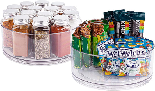 Lazy Susan Turntable (2-Pack) - Clear Acrylic, Rotates 360 Degrees, Easily Organize Your Fridge