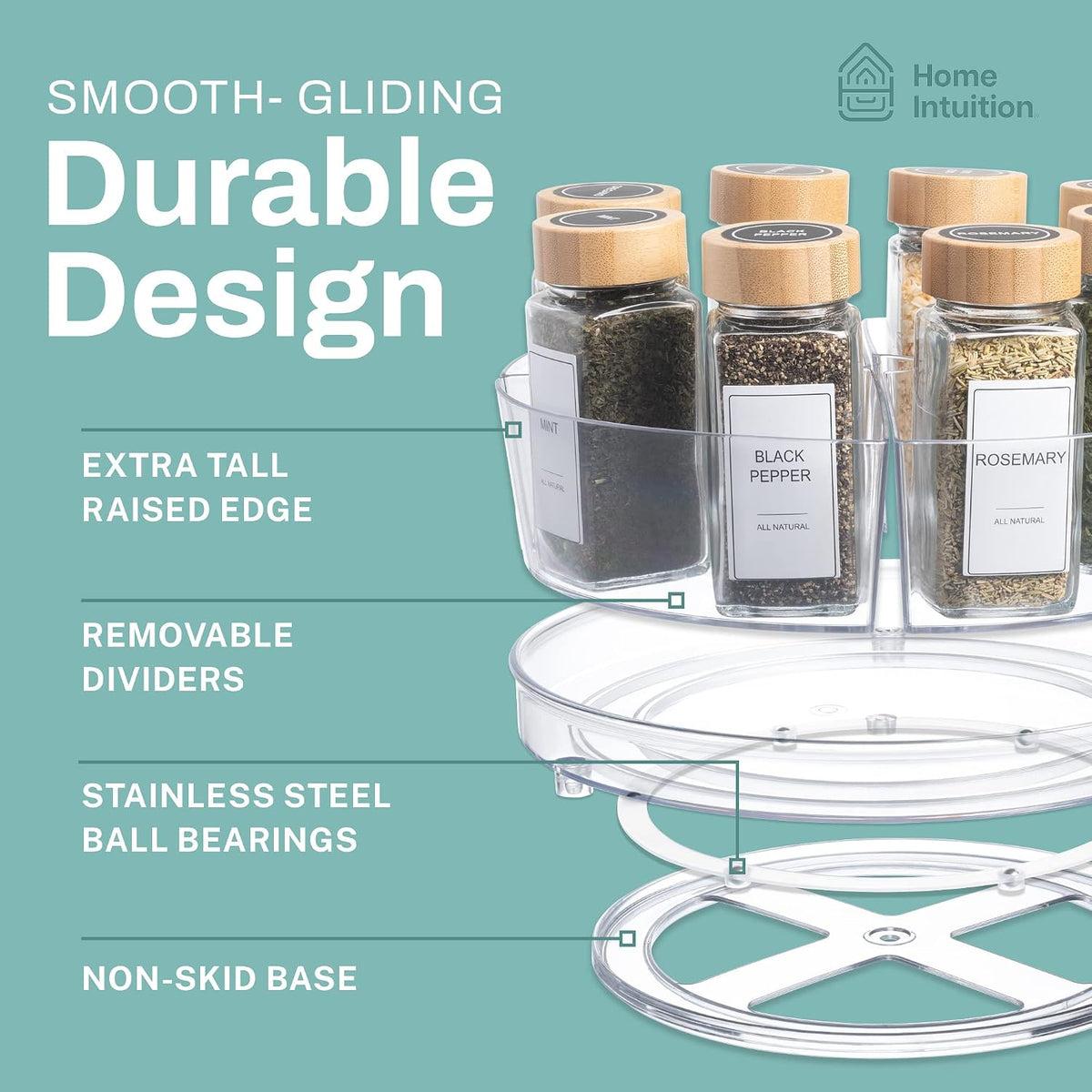Home Intuition Round Plastic Lazy Susan Turntable Food Stora