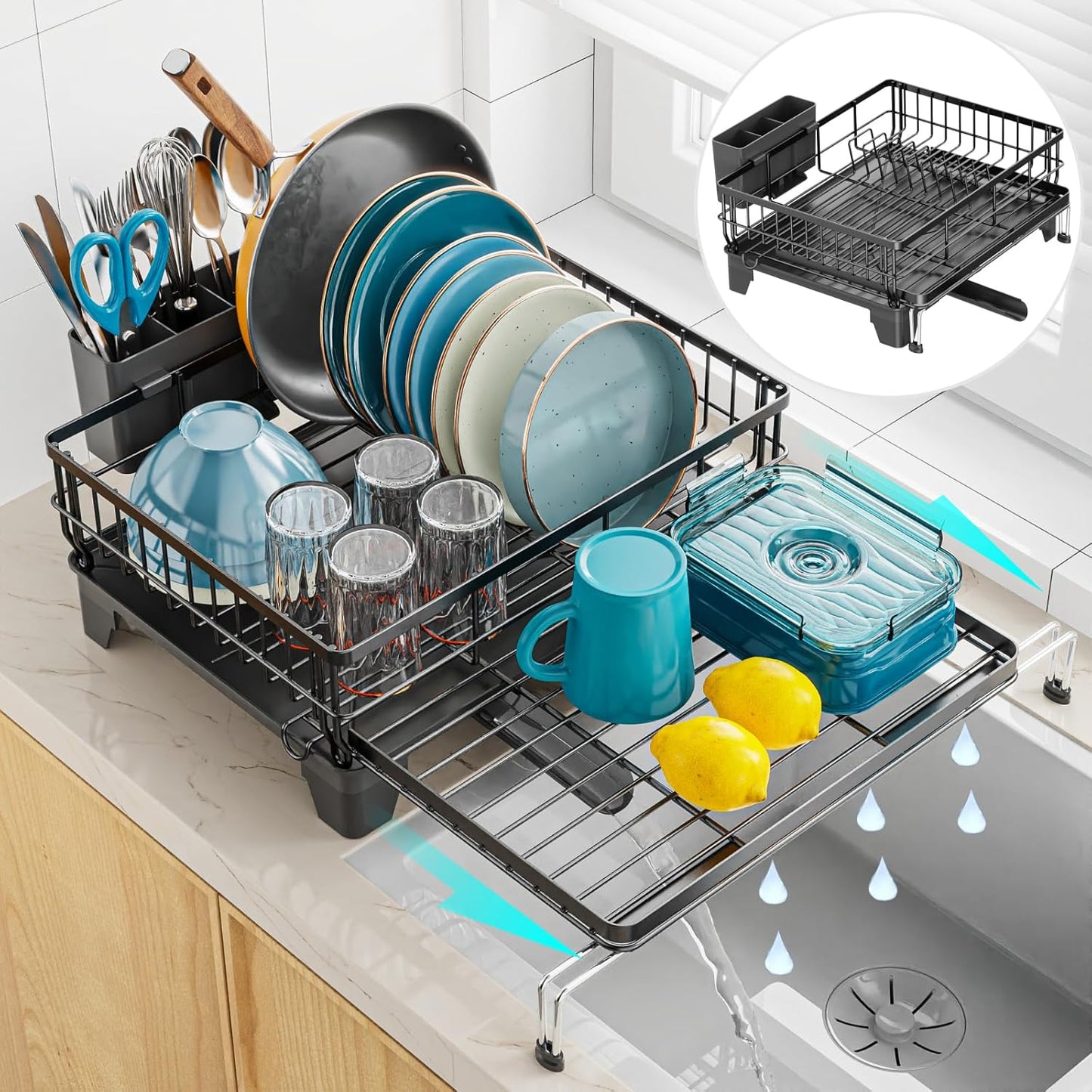Expandable Dish Drying Rack for Kitchen Counter
