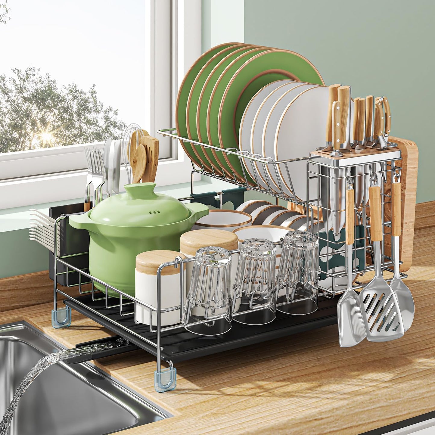 Dish Drying Rack - Large Capacity Stainless Steel Dish Rack for Kitchen Counter