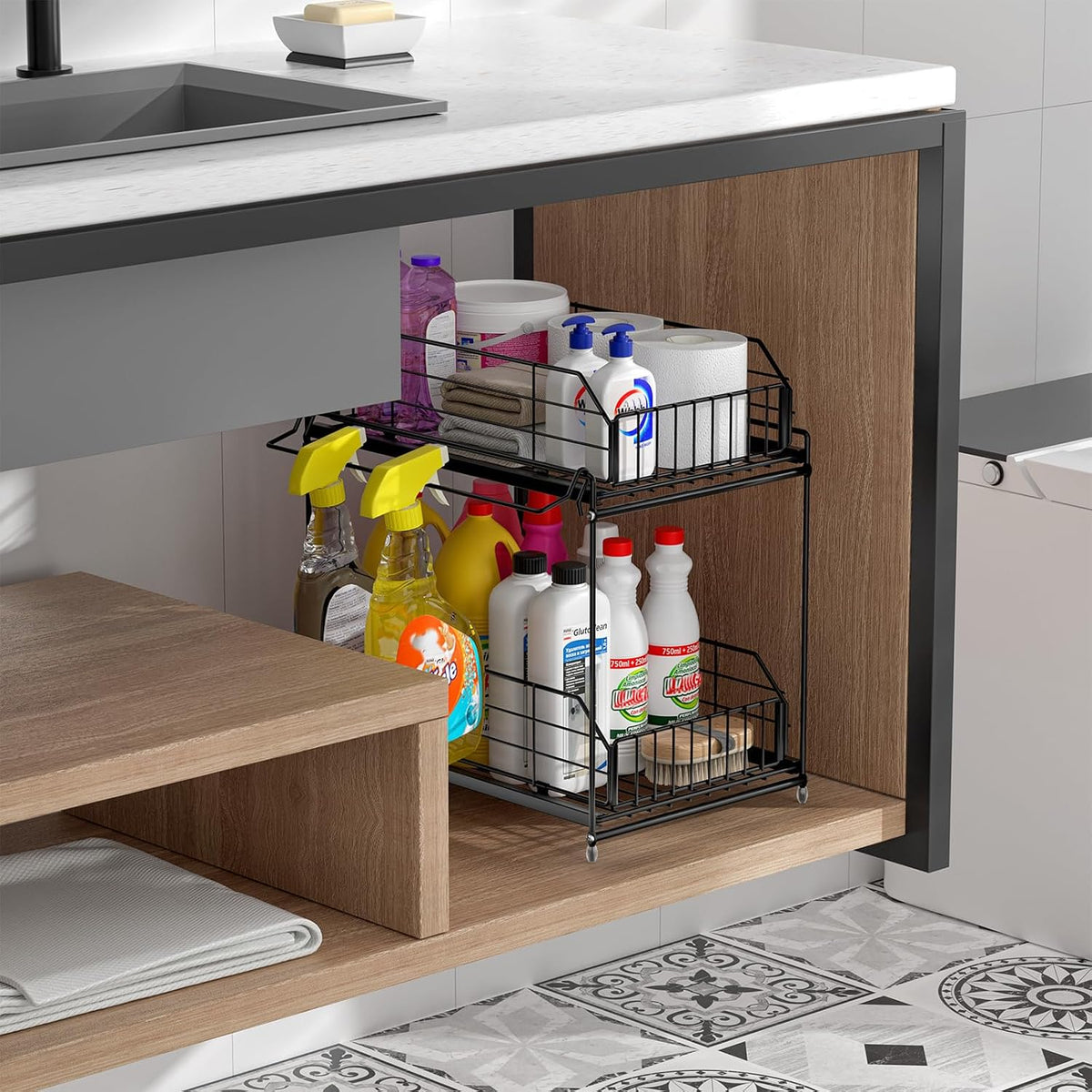 SUEH DESIGN Under Sink Organizers and Storage 2 Pack, 2-Tier