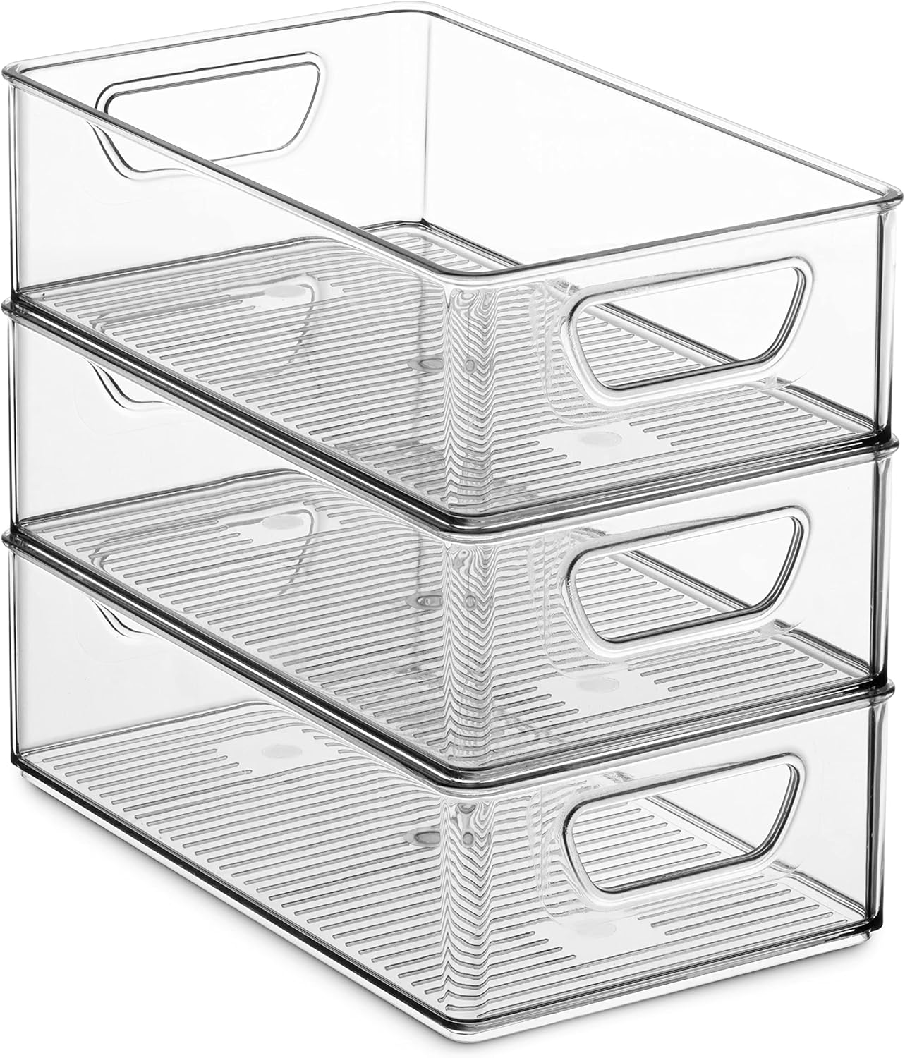 Set Of 6 Refrigerator Organizer Bins - Stackable Fridge Organizers with Cutout Handles for Freezer