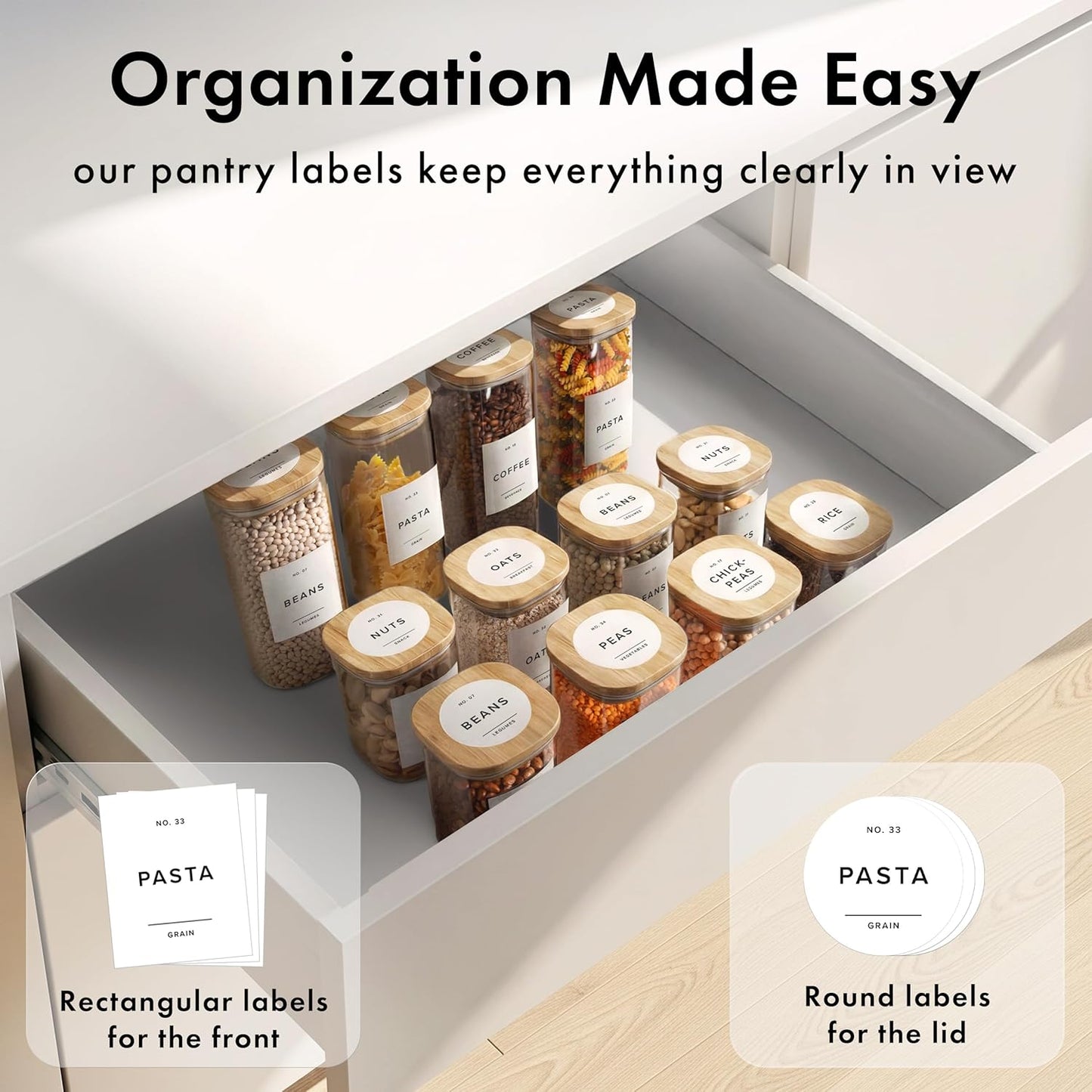 Square Glass Storage Containers with Bamboo Lids 12-Pack (4x 30 oz