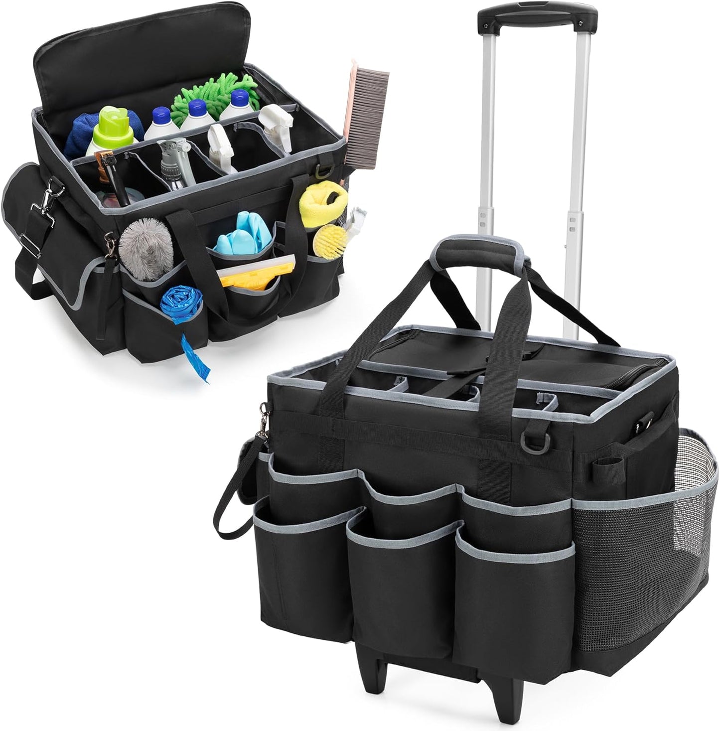Large Cleaning Caddy with Detachable Trolley & Shoulder Strap