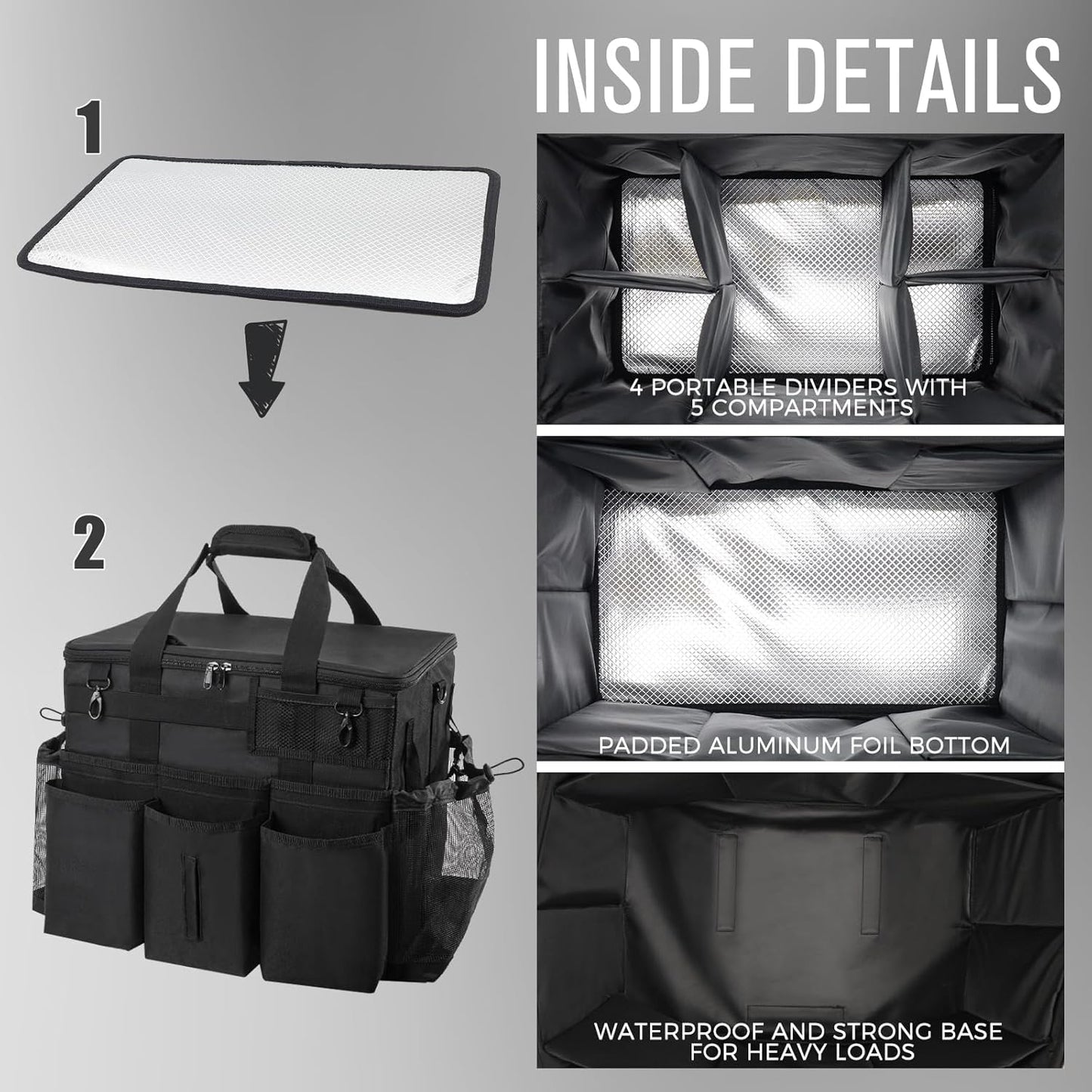 Rolling Cleaning Caddy Bag with Detachable Trolley, Large Cleaning Supplies Organizer with Wheels