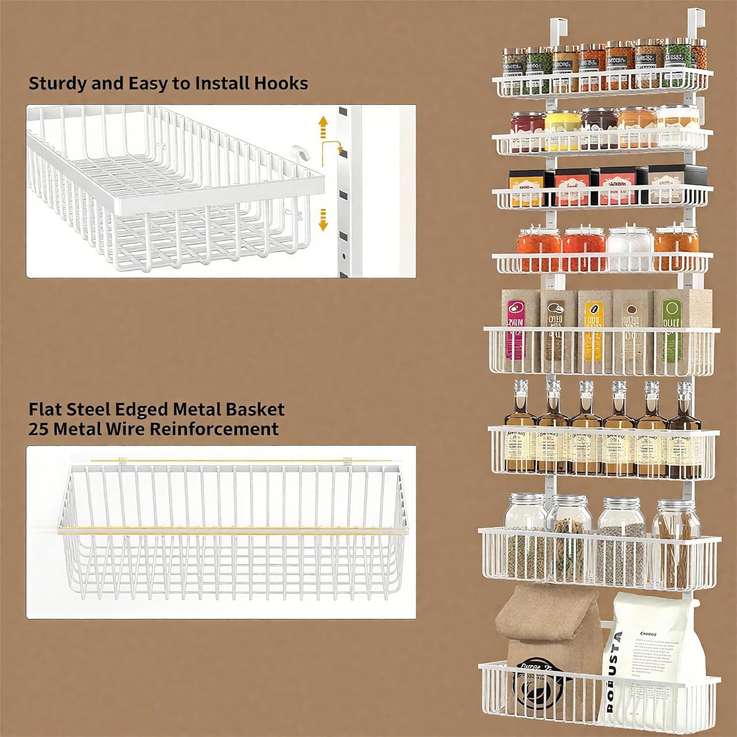 White Over The Door Pantry Organizer, Pantry Organization and Storage