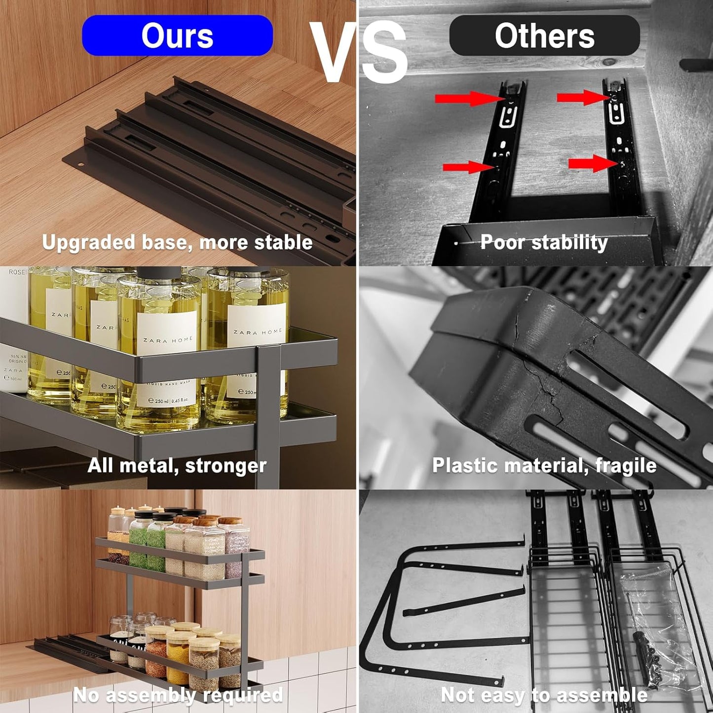 2 Pack Pull Out Spice Rack Organizer for Cabinet