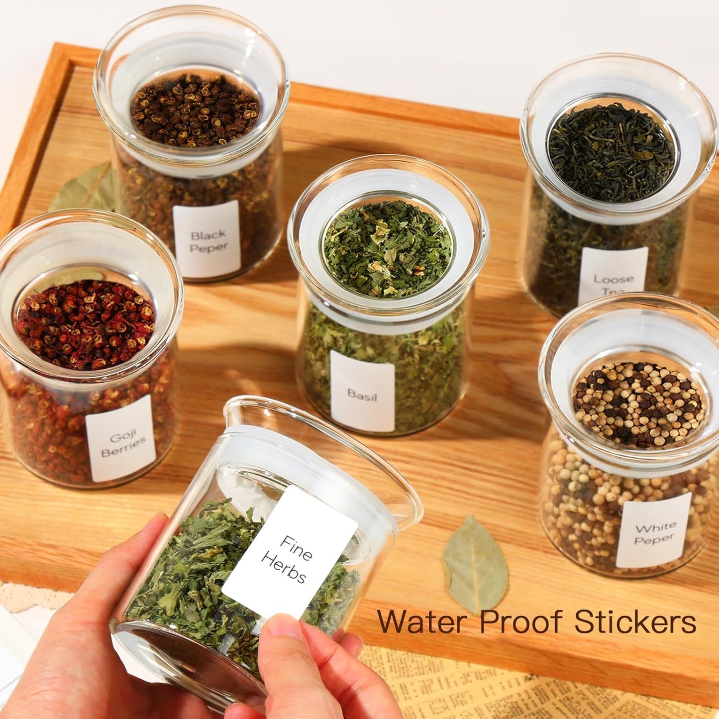 10oz Glass Jars with Airtight Lid, 4 Pack Glass Kitchen Canisters Set for Spice, Loose Tea