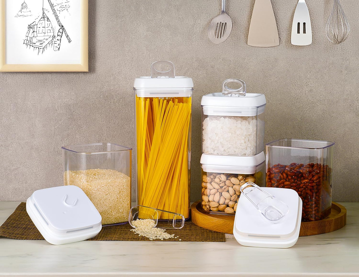 Flip Tite Food Storage Container 5" LARGE 5pk Set + No Residue Label
