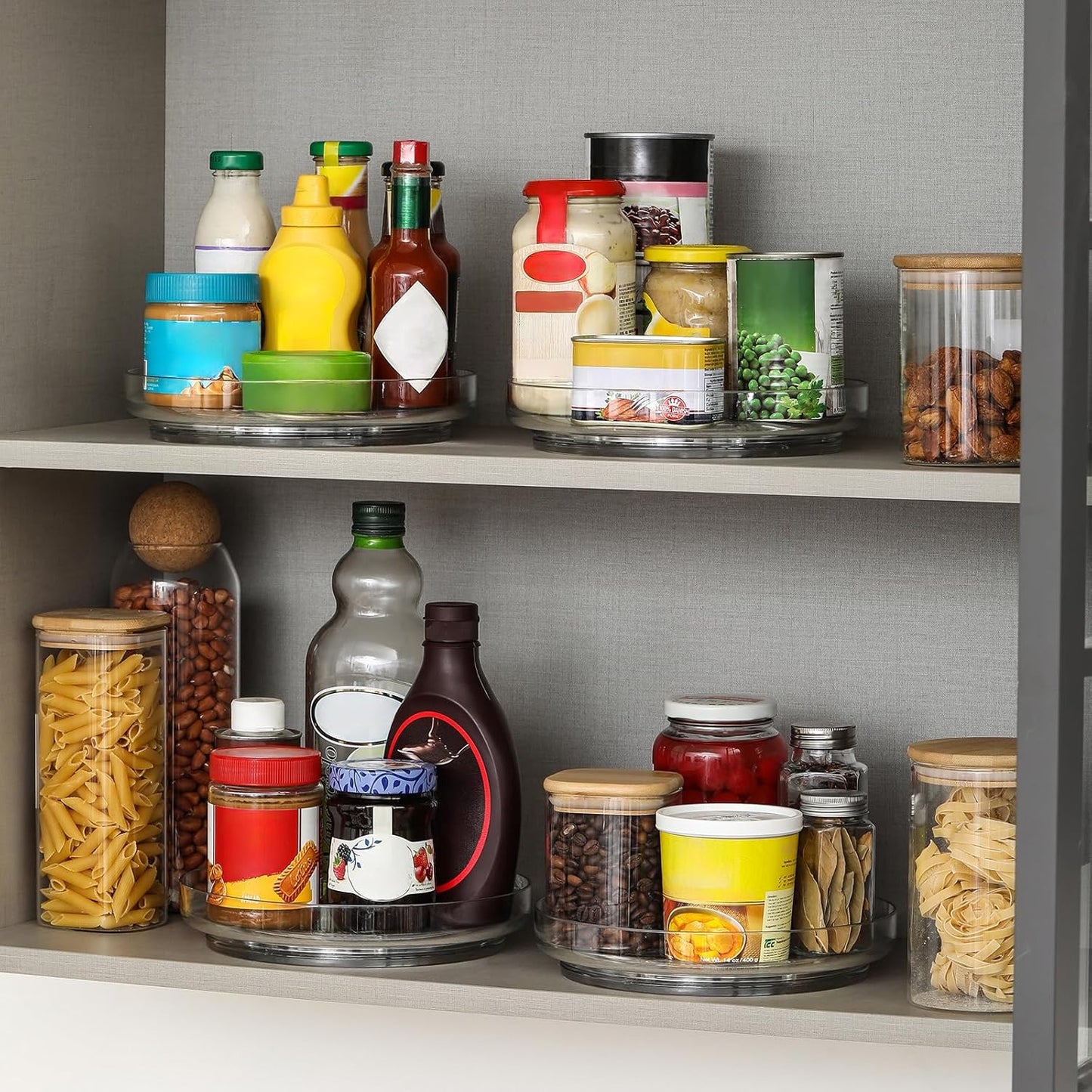 2 Pack, 10 Inch Clear Non-Skid Lazy Susan Organizers - Turntable Rack for Kitchen Cabinet