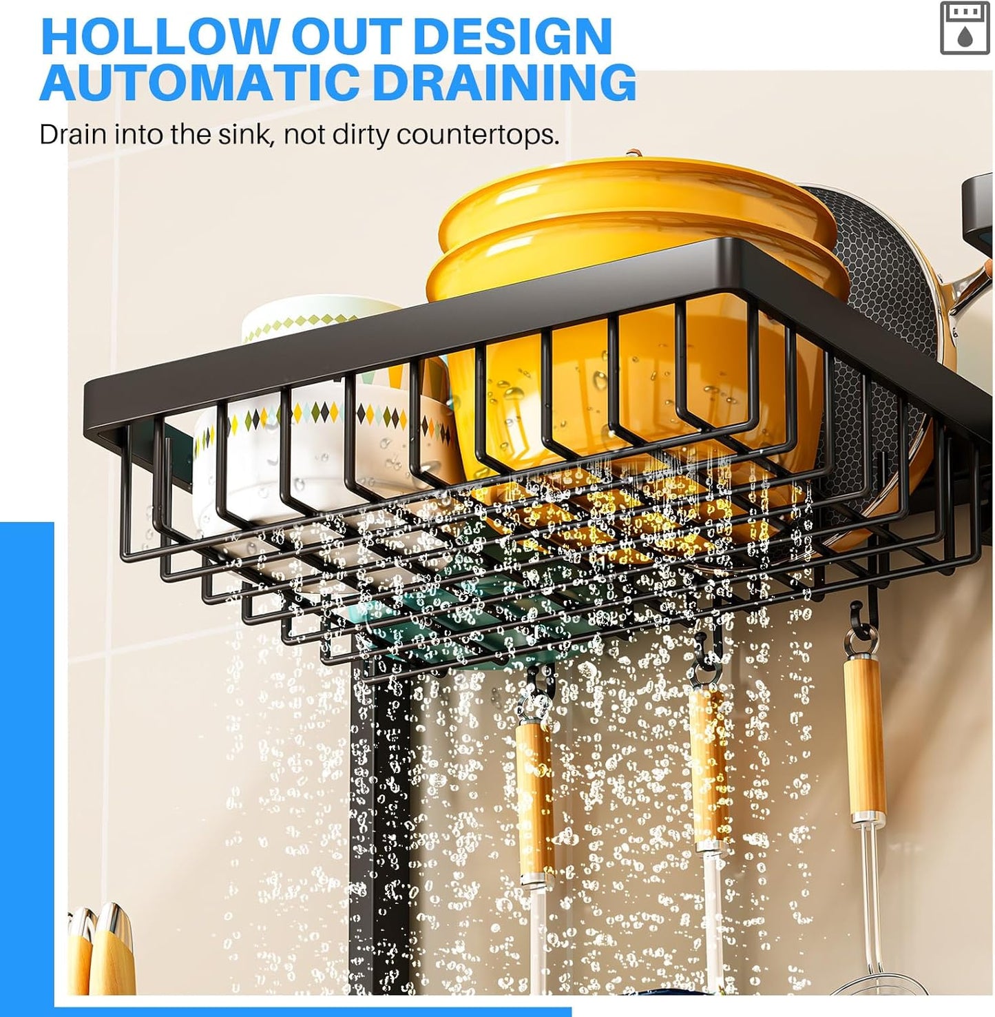 2 Tiers 4 Baskets (one More Than Others) Over The Sink Dish Drying Rack,fits All Sinks (from 24.8" to 35.4"),2-Tier Adjustable Sink Rack,Dishes Rack Kitchen Storage Organizer Space Saving