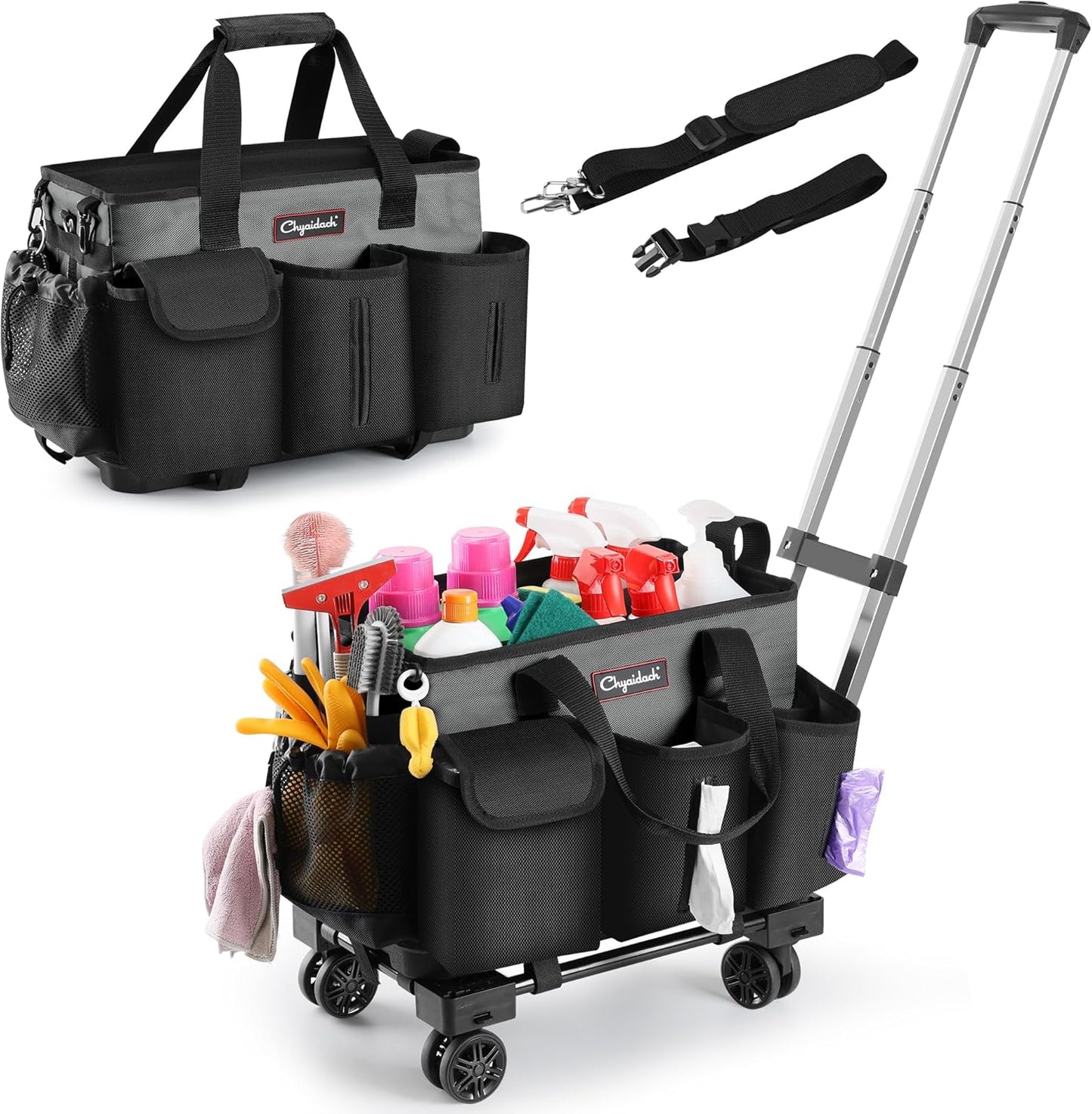 Rolling Cleaning Caddy, Cleaning Supplies Organizer with Trolley