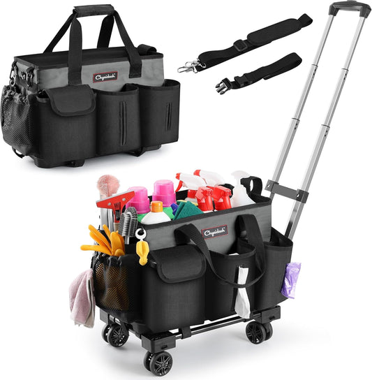 Rolling Cleaning Caddy, Cleaning Supplies Organizer with Trolley