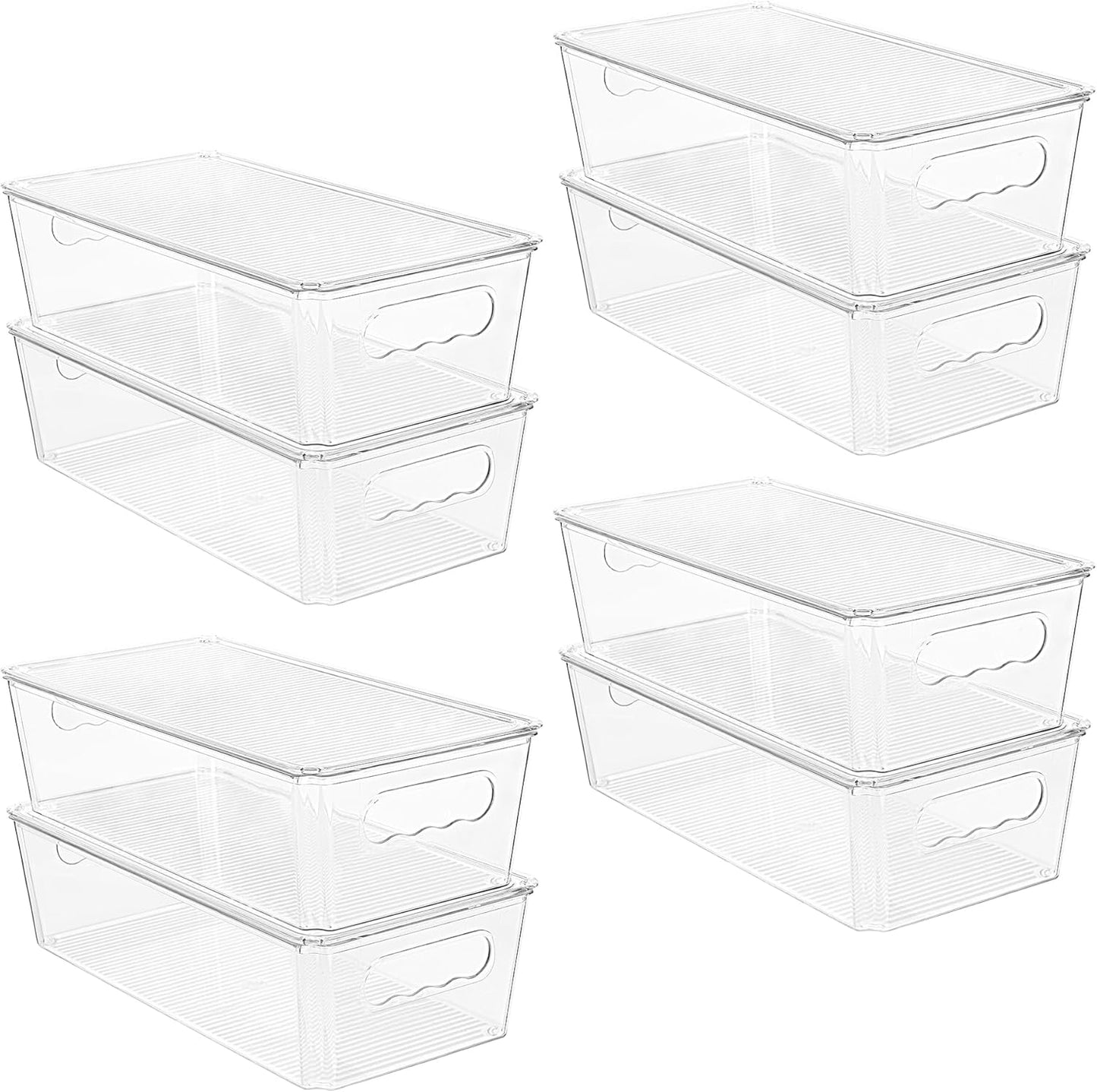 8pcs Clear Organizers and Storage Bins with Lids