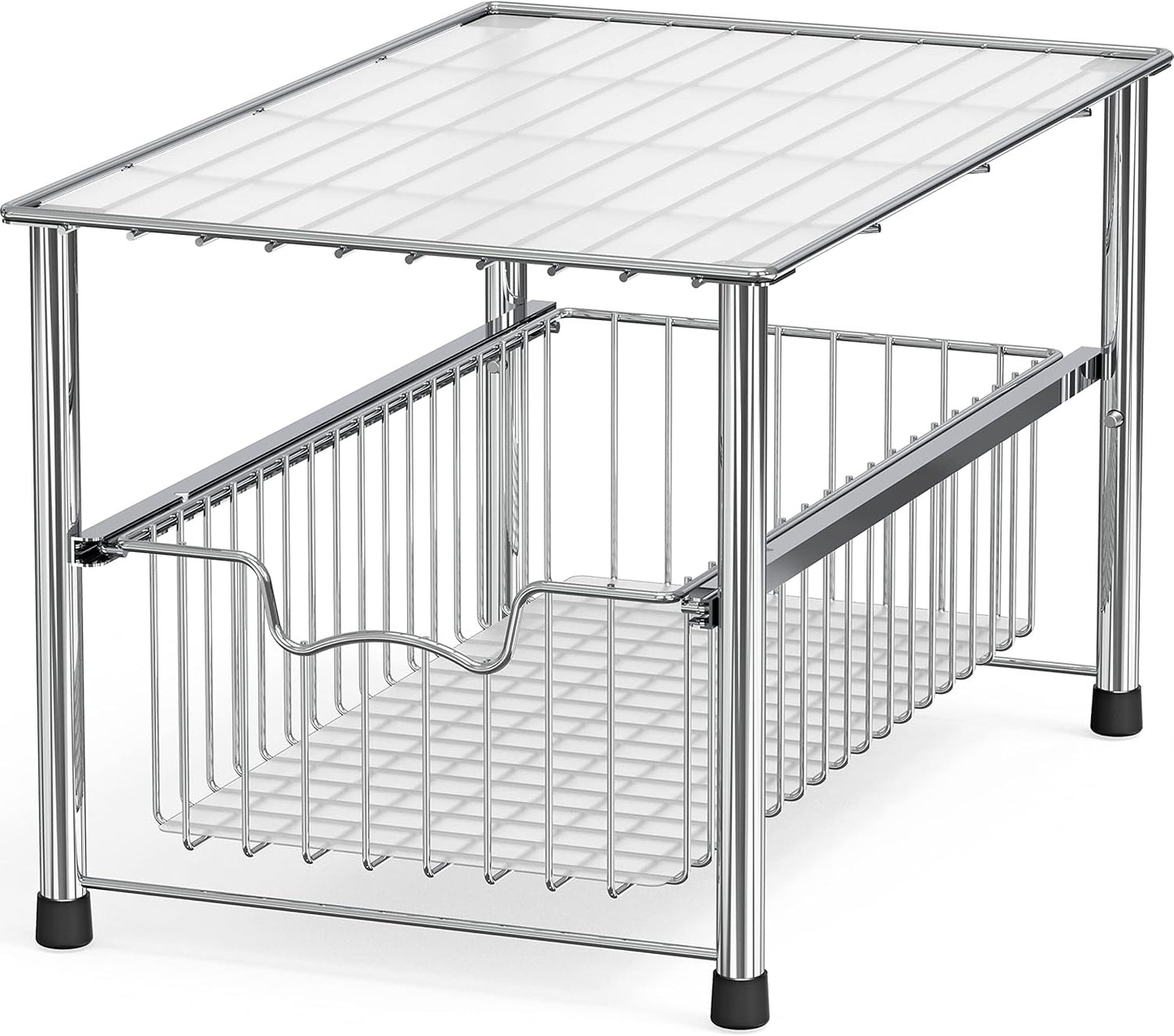 Chrome Metal Stackable Storage Rack, 16.75 in L x 10.8 in W x 10.25 in H