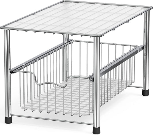 Chrome Metal Stackable Storage Rack, 16.75 in L x 10.8 in W x 10.25 in H