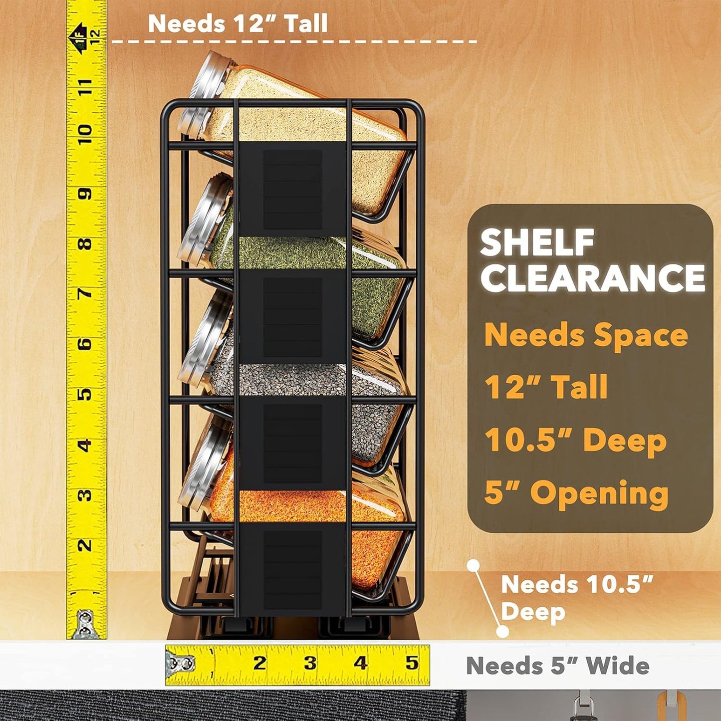 Pull Out Spice Rack Organizer with 20 Jars
