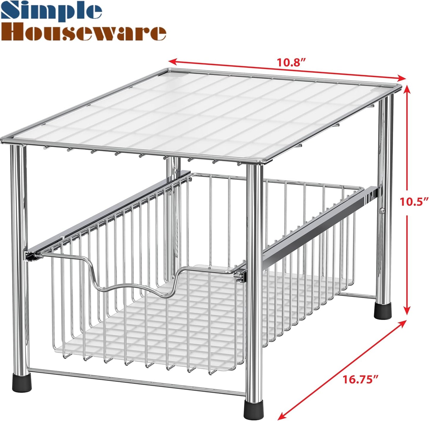 Chrome Metal Stackable Storage Rack, 16.75 in L x 10.8 in W x 10.25 in H