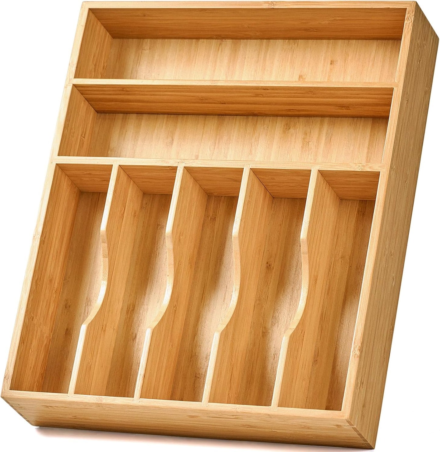 Bamboo Kitchen Drawer Organizer, 13 Inch Silverware Utensil Tray Holder