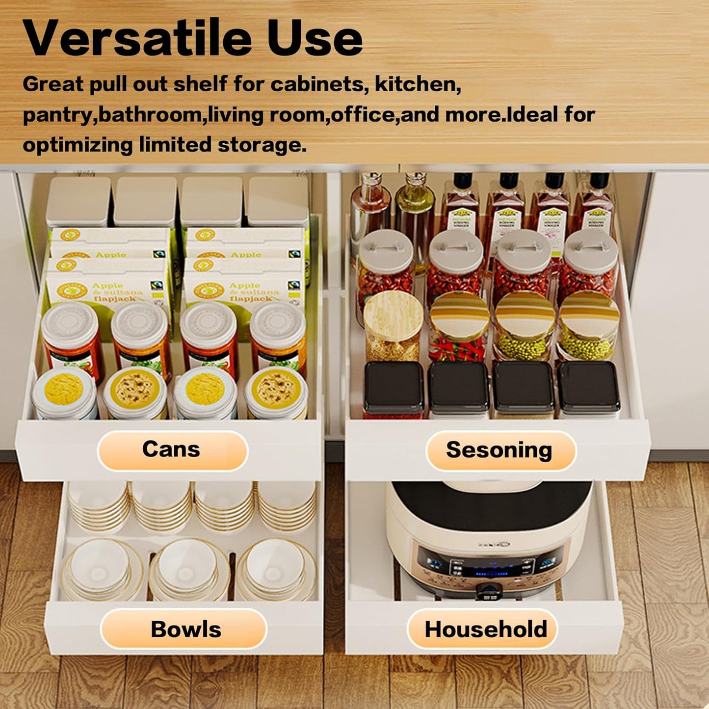 2 Pack Pull Out Cabinet Organizer Adhesive