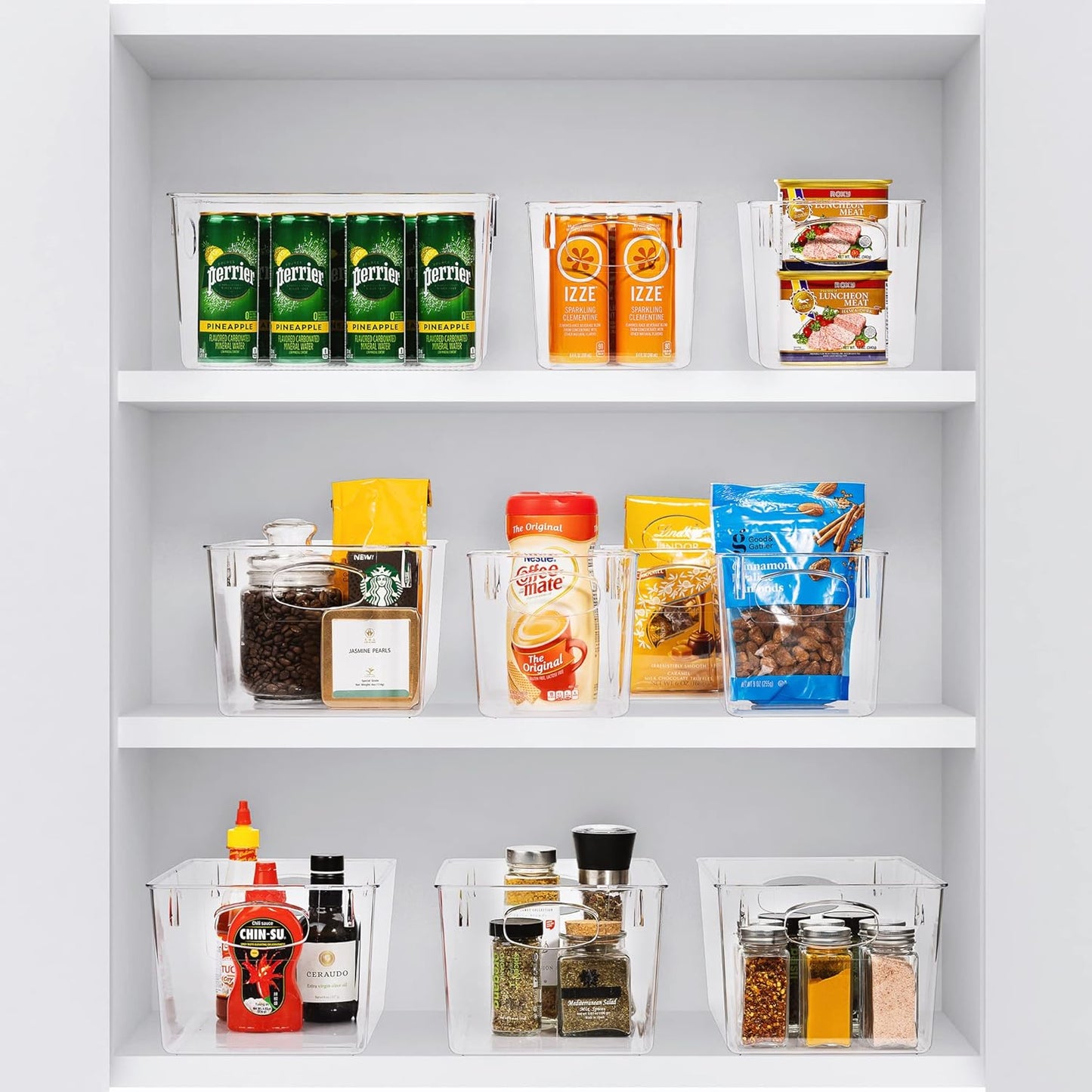 Large Clear Plastic Storage Bins for Shelves, Clothes, with Handle - Clear Storage Bins, Drawer