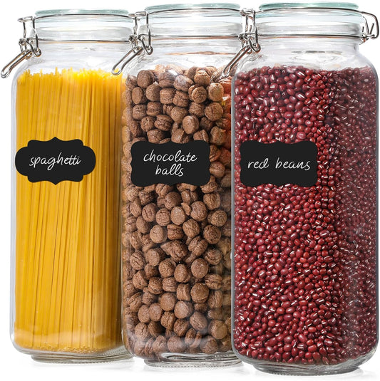 [ Taller ] 92oz Glass Jars with Airtight Lid, Large Glass Food Storage Jars