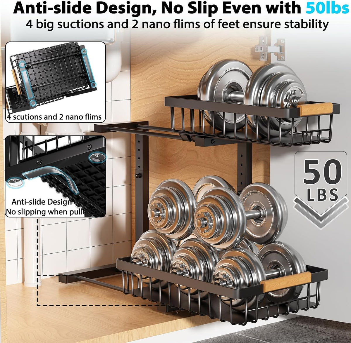 Liuoud Under Sink Organizer 2 Pack