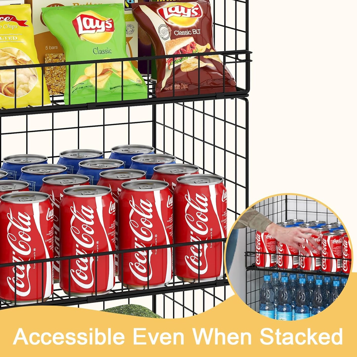4 Pack Stackable Wire Baskets for Pantry Organizers and Storage