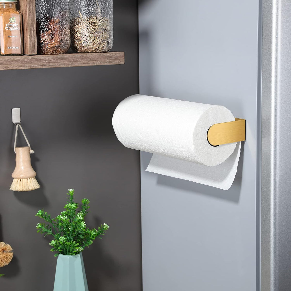 YIGII Adhesive Paper Towel Holder Under Cabinet