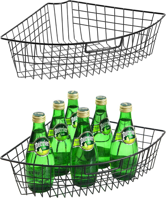 Lazy Susan Organizer Basket for 24" Diameter Turntable -Metal Organizing Storage Bins (2 Packs)