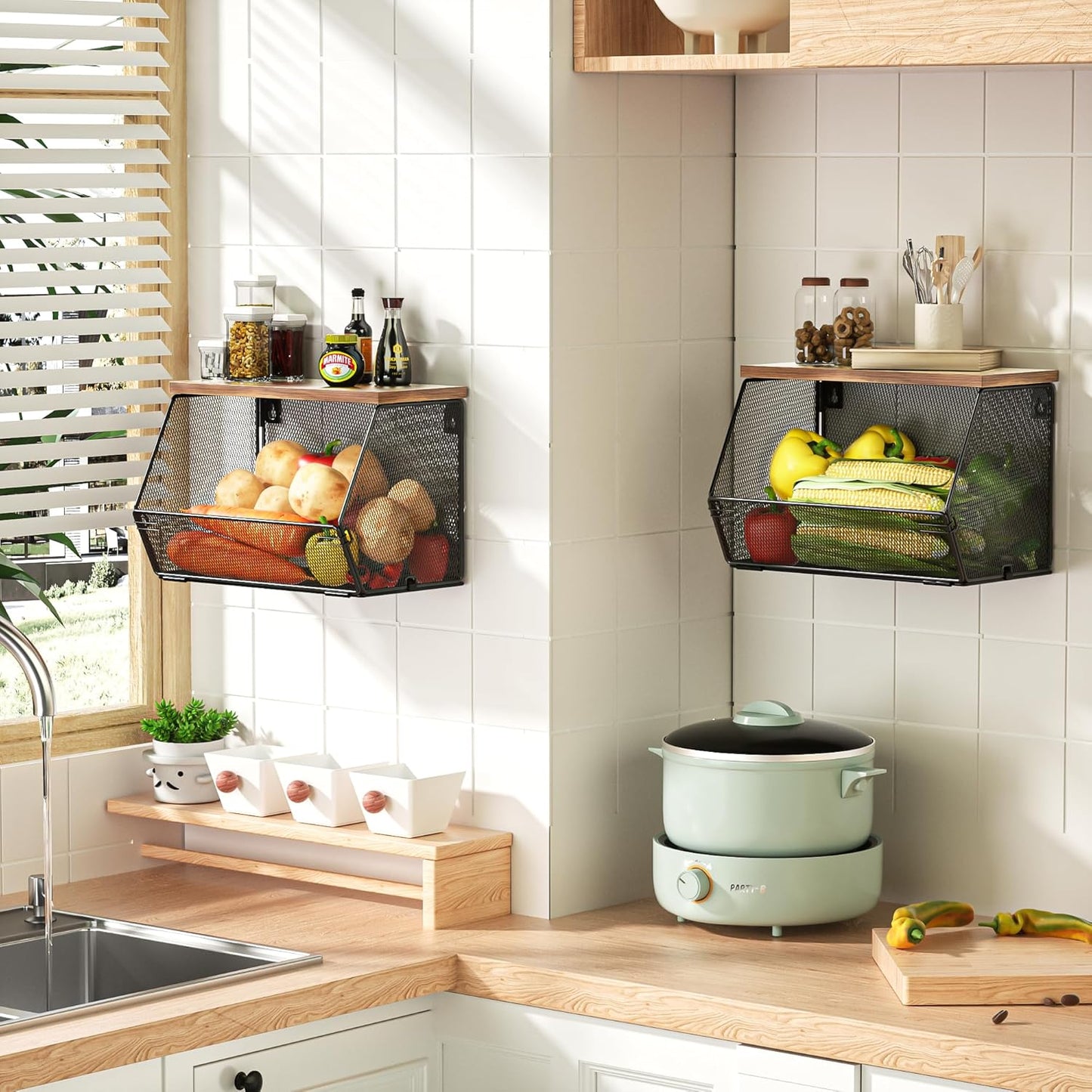 Stackable Fruit Basket for Kitchen Countertop Space Saving