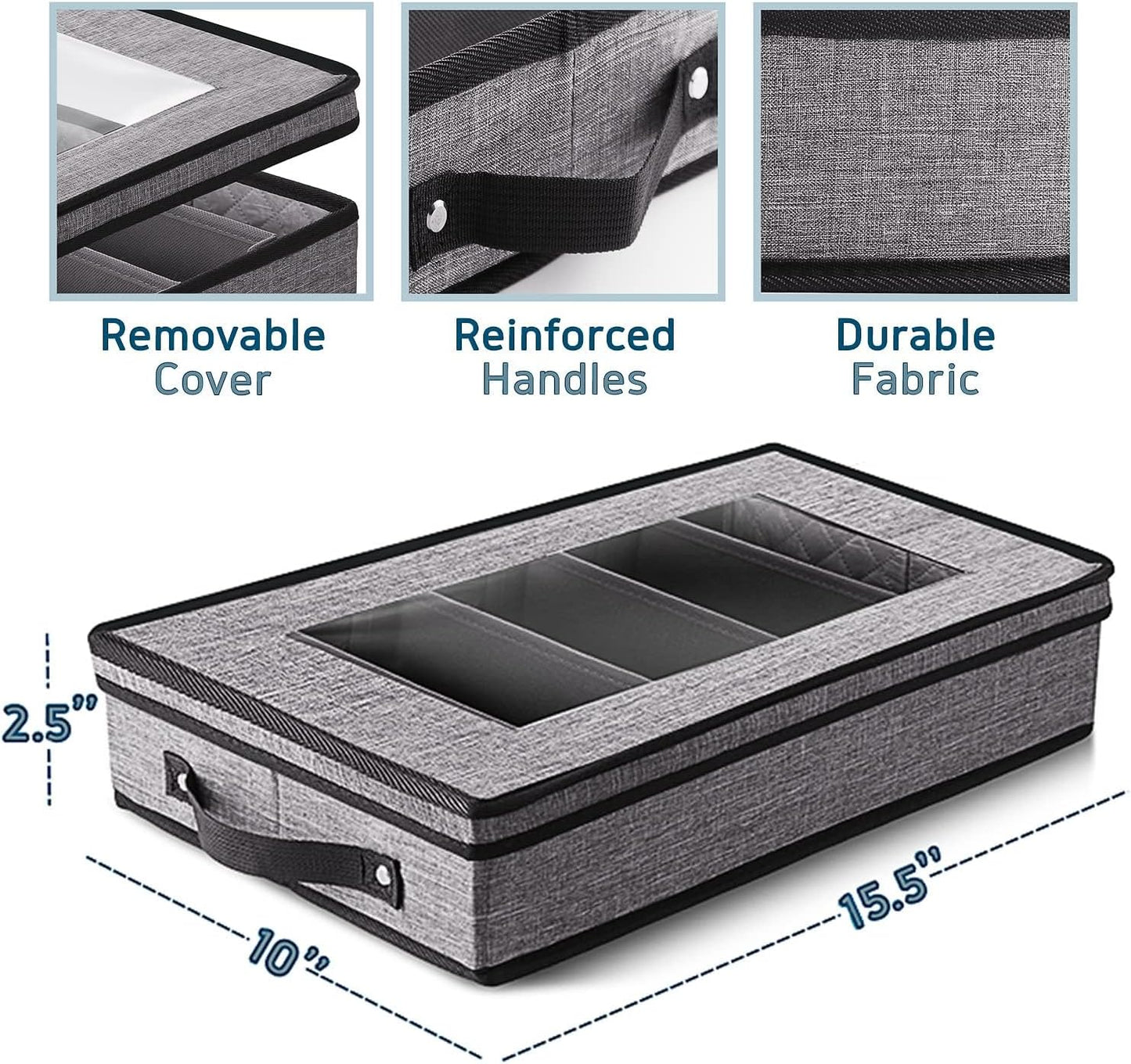 Flatware & Utensil Storage, Durable Silverware Storage Box with Padded Dividers