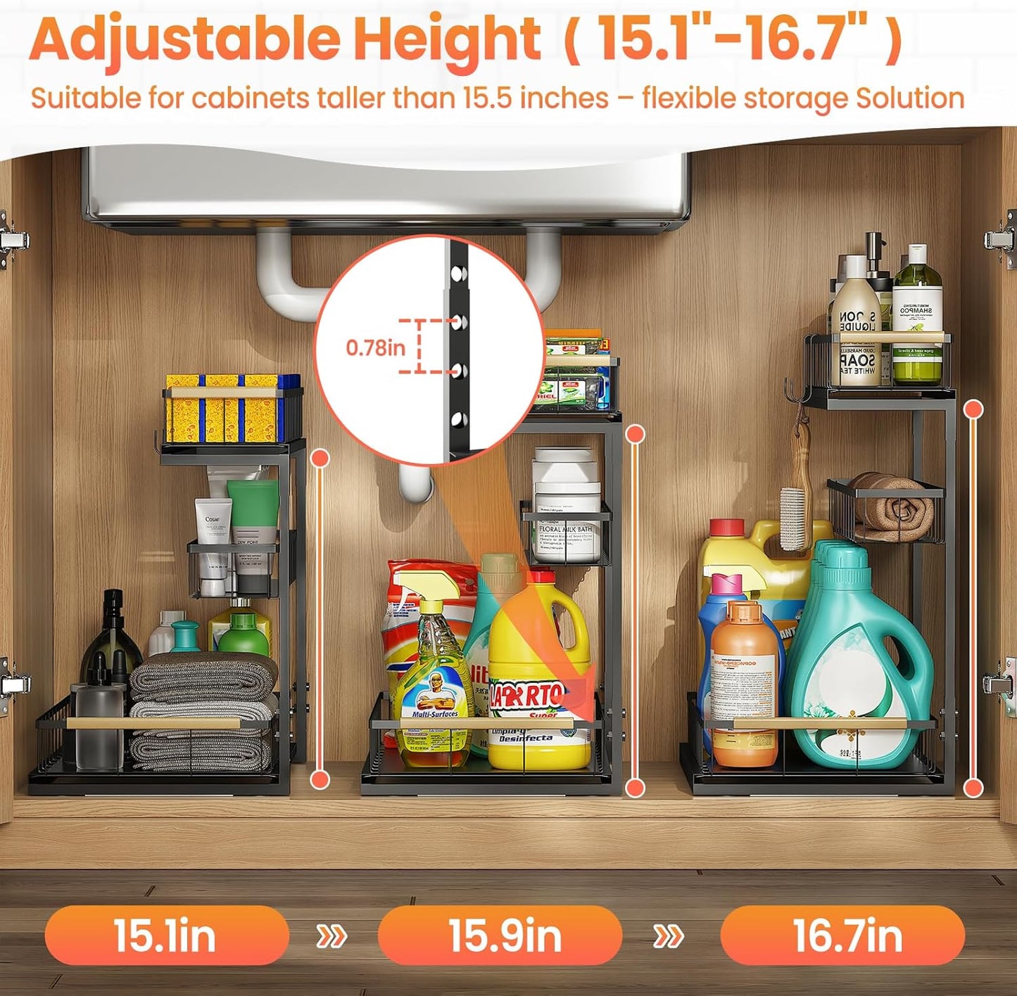 Under Sink Organizer and Storage for Bathroom and Kitchen