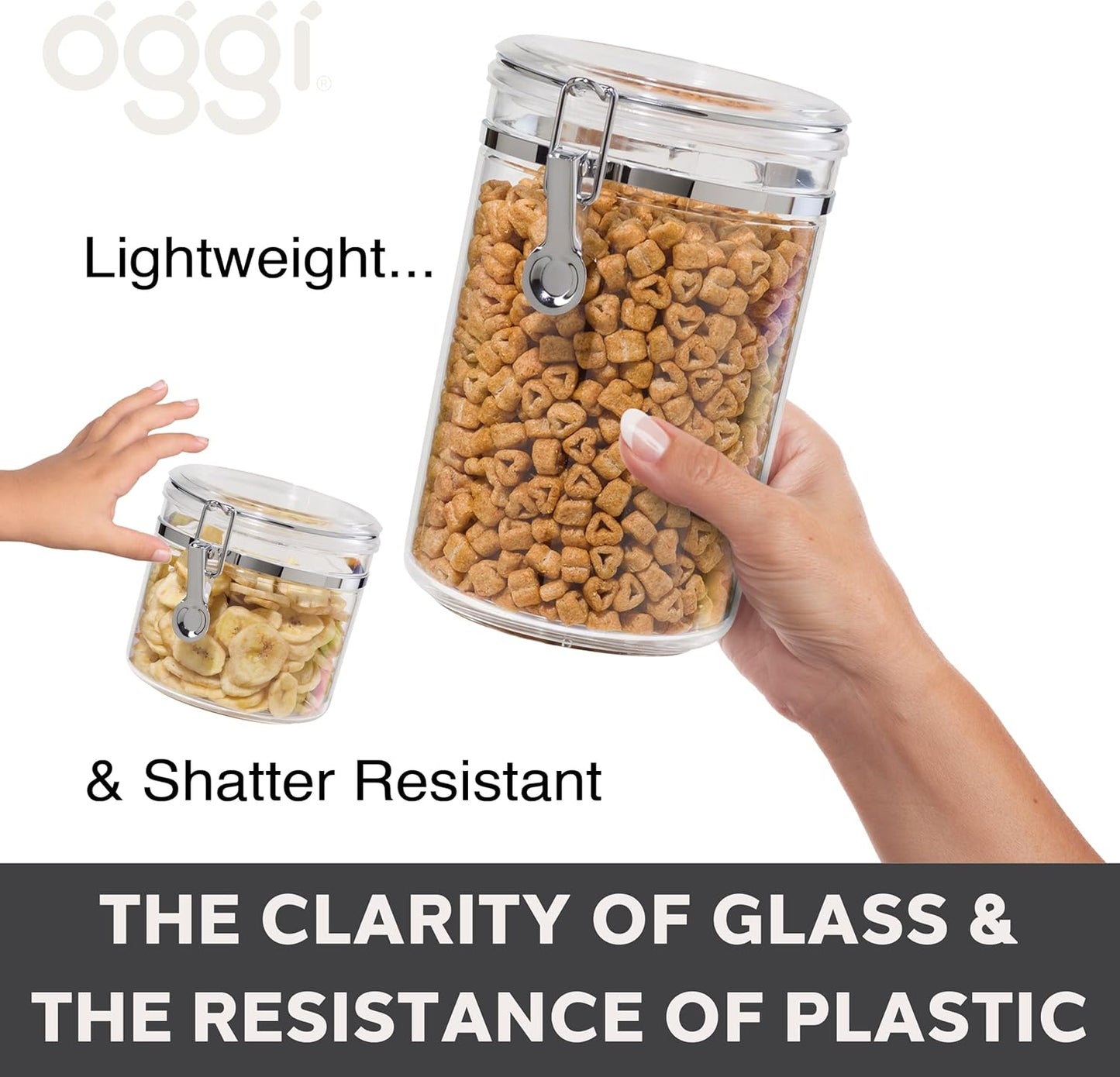 Large Clear Canister with Clamp Lid, 72 oz - Large Airtight Food Storage Container