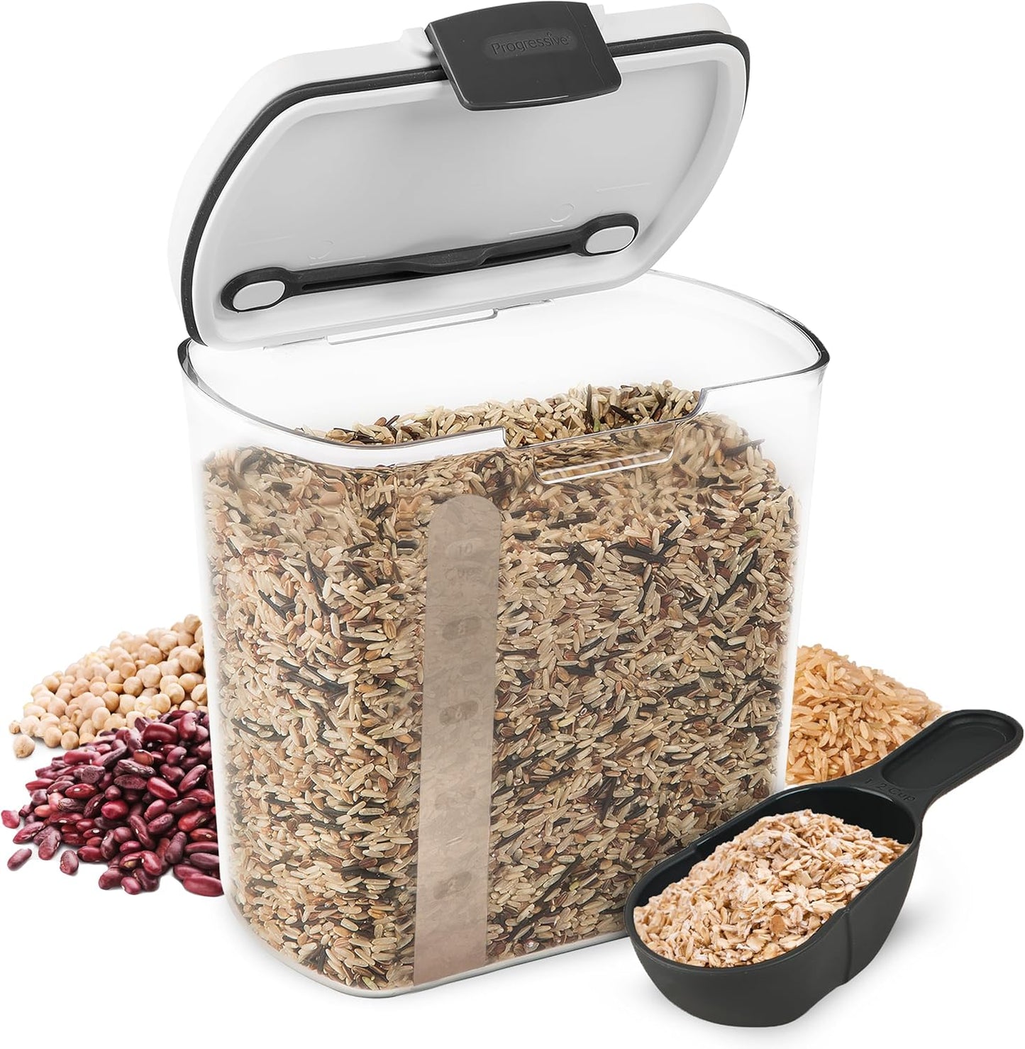 2.5-Quart Grain Storage Container with Hinged Lid, Clear – BPA-Free, Airtight Seal