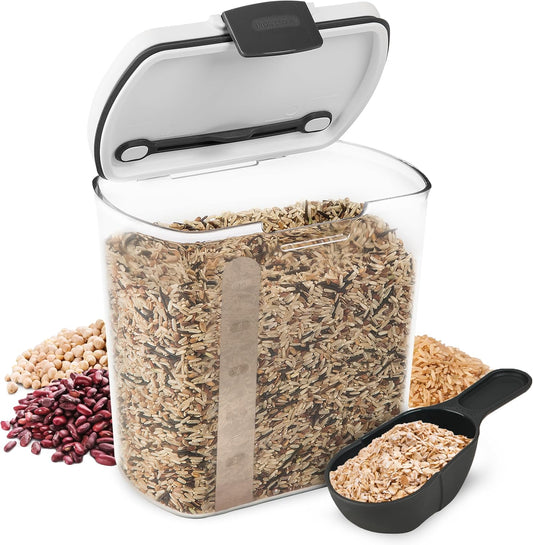 2.5-Quart Grain Storage Container with Hinged Lid, Clear – BPA-Free, Airtight Seal