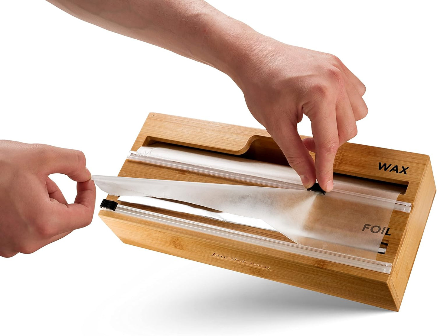 2 in 1 Wrap Dispenser with Cutter and Labels, Plastic Wrap