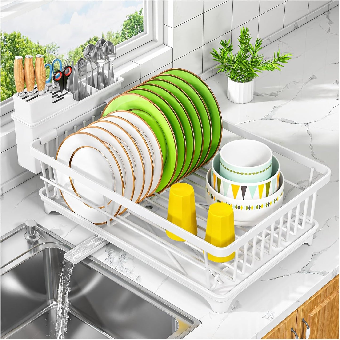 Dish Drying Rack - Space-Saving Small Dish Rack for Kitchen Counter