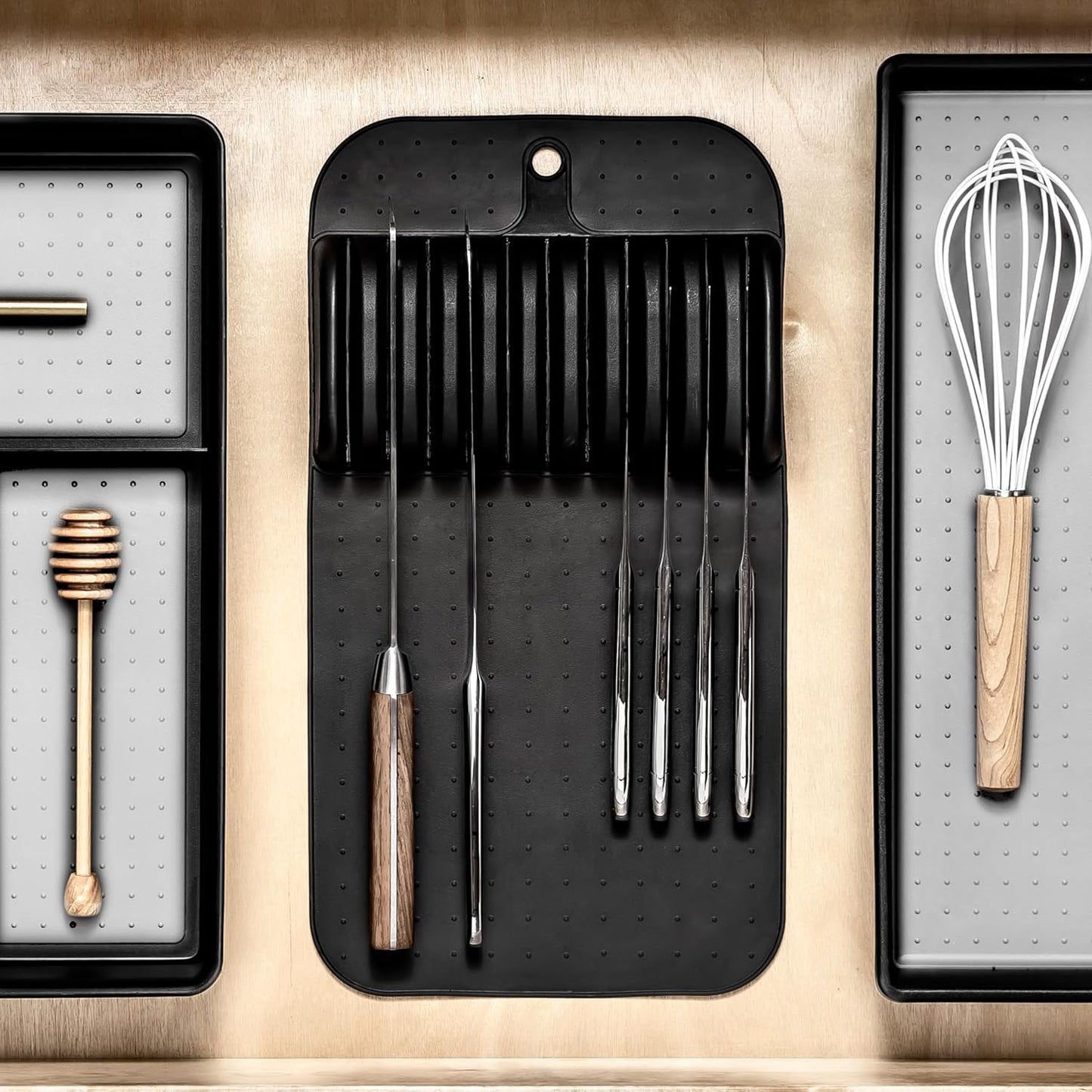 Large Knife Mat, Soft-Grip In Drawer Knife Organizer for 12 Knives