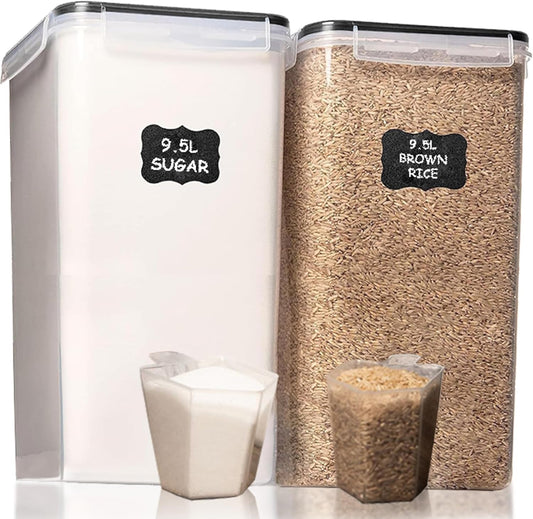2 PC (9.5L | 321 Oz) Extra Large Bulk Food Storage Containers with Airtight Lids for Flour, Sugar