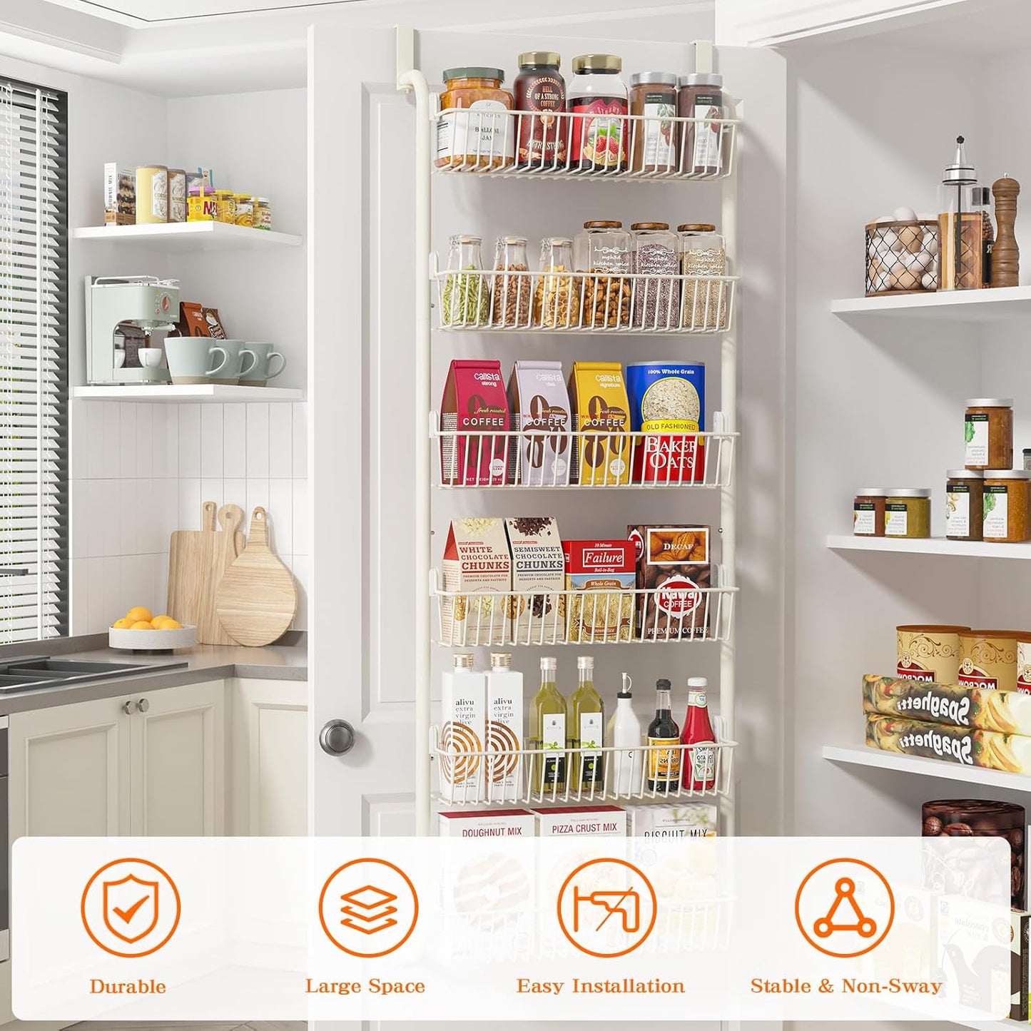 Over the Door Pantry Organizers and Storage, 6-Tier Spice Rack