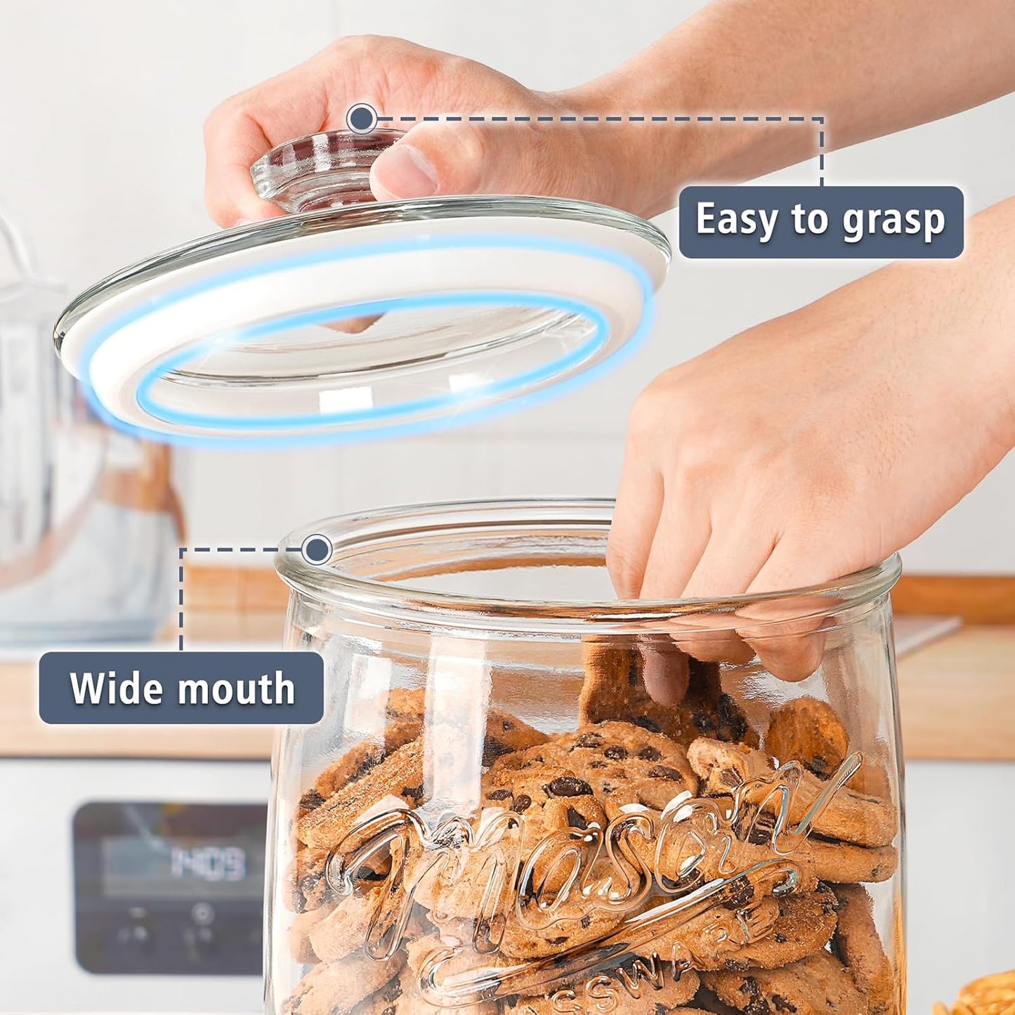 2 Pack 1 Gallon Glass Cookie Jar, Large Glass Jar with Airtight lid