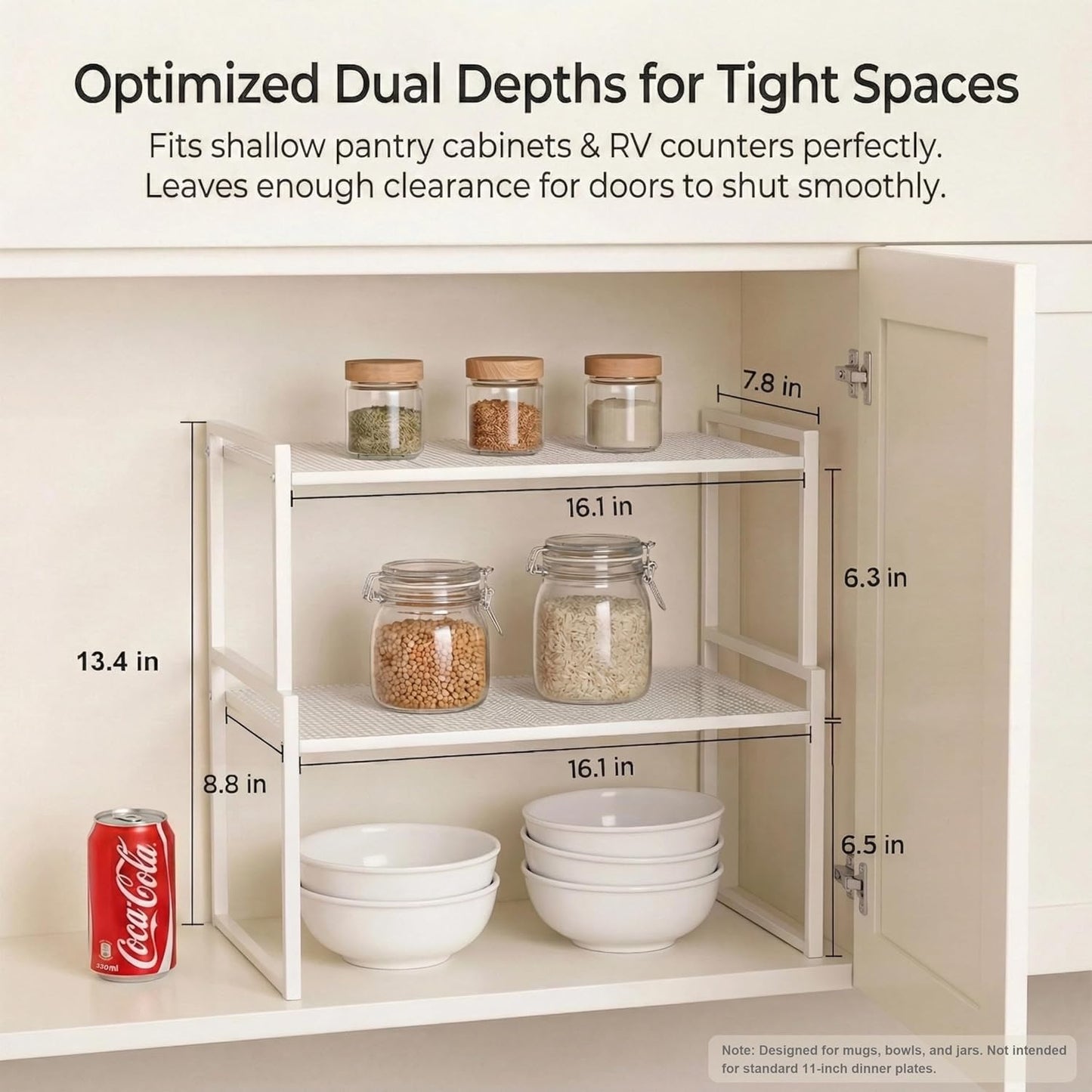 Set of 2 Cabinet Organizers 16.6''W 44 LBS Load Capacity Heavy Duty Kitchen Pantry Shelves Counter Countertop Storage Racks