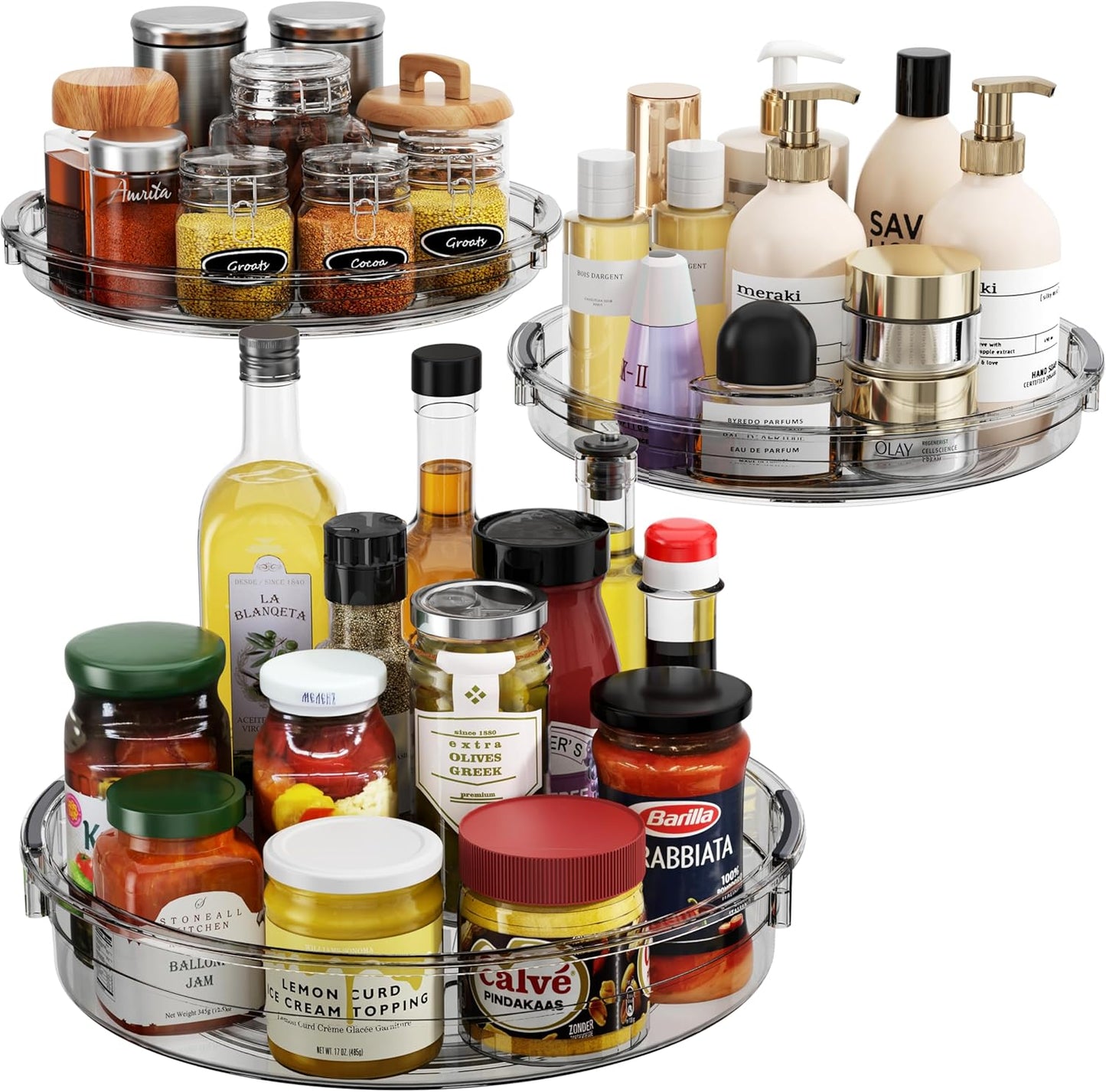 3 Pack Lazy Susan Organizer Turntable for Cabinet